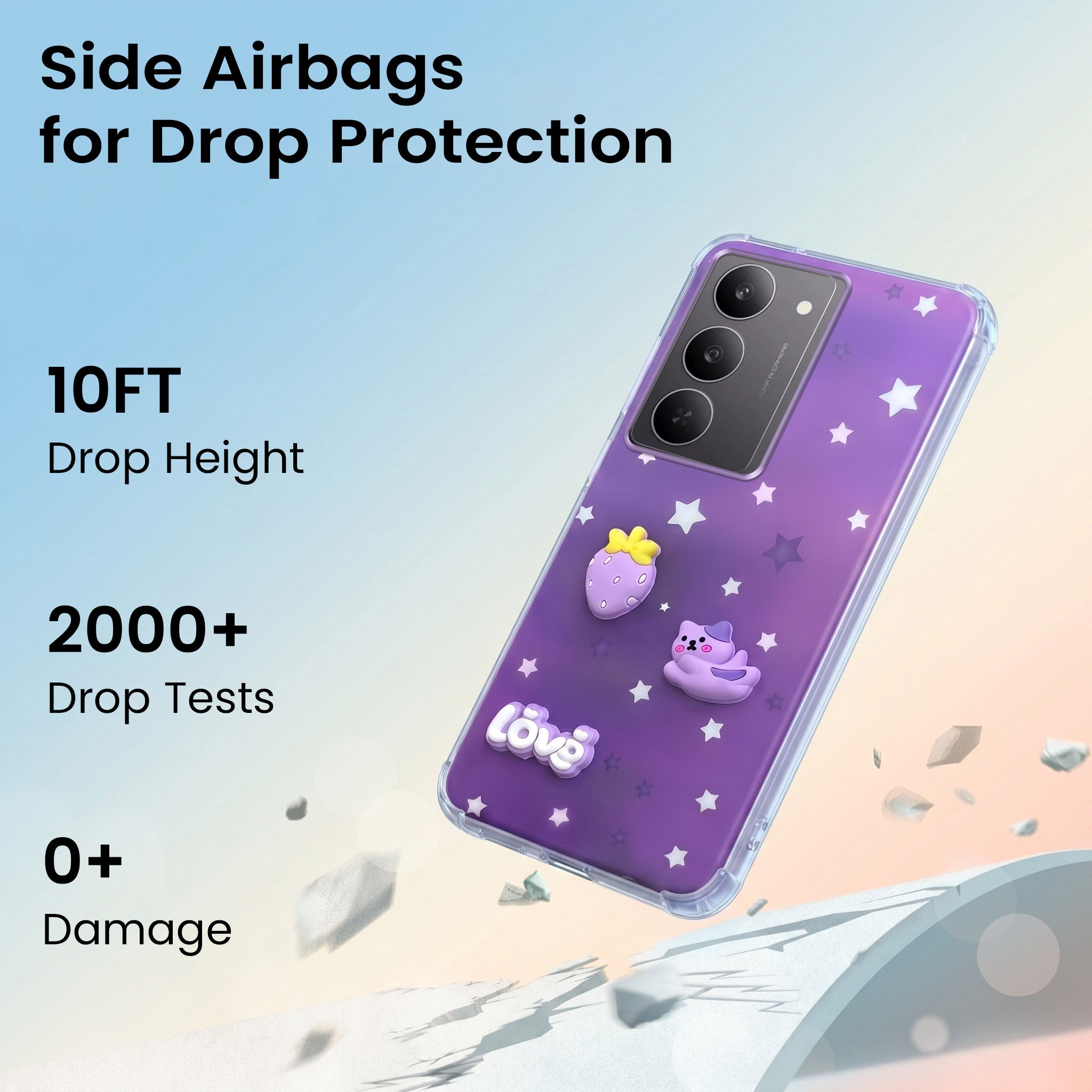 For Realme 14X Back Cover Case (3D Cute Cartoons | Hard Back Side Soft | Matte Premium Finish | HD Printing)