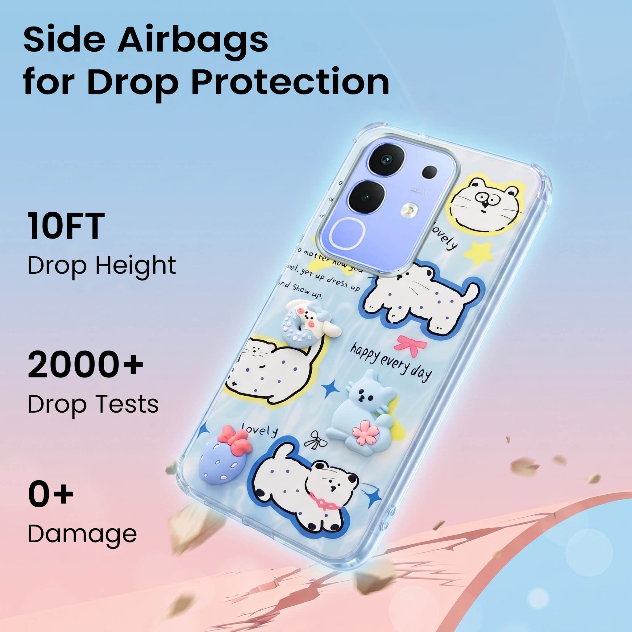 For Vivo iQOO Z10x Back Cover Case (3D Cute Cartoons | Hard Back Side Soft | Matte Premium Finish | HD Printing)
