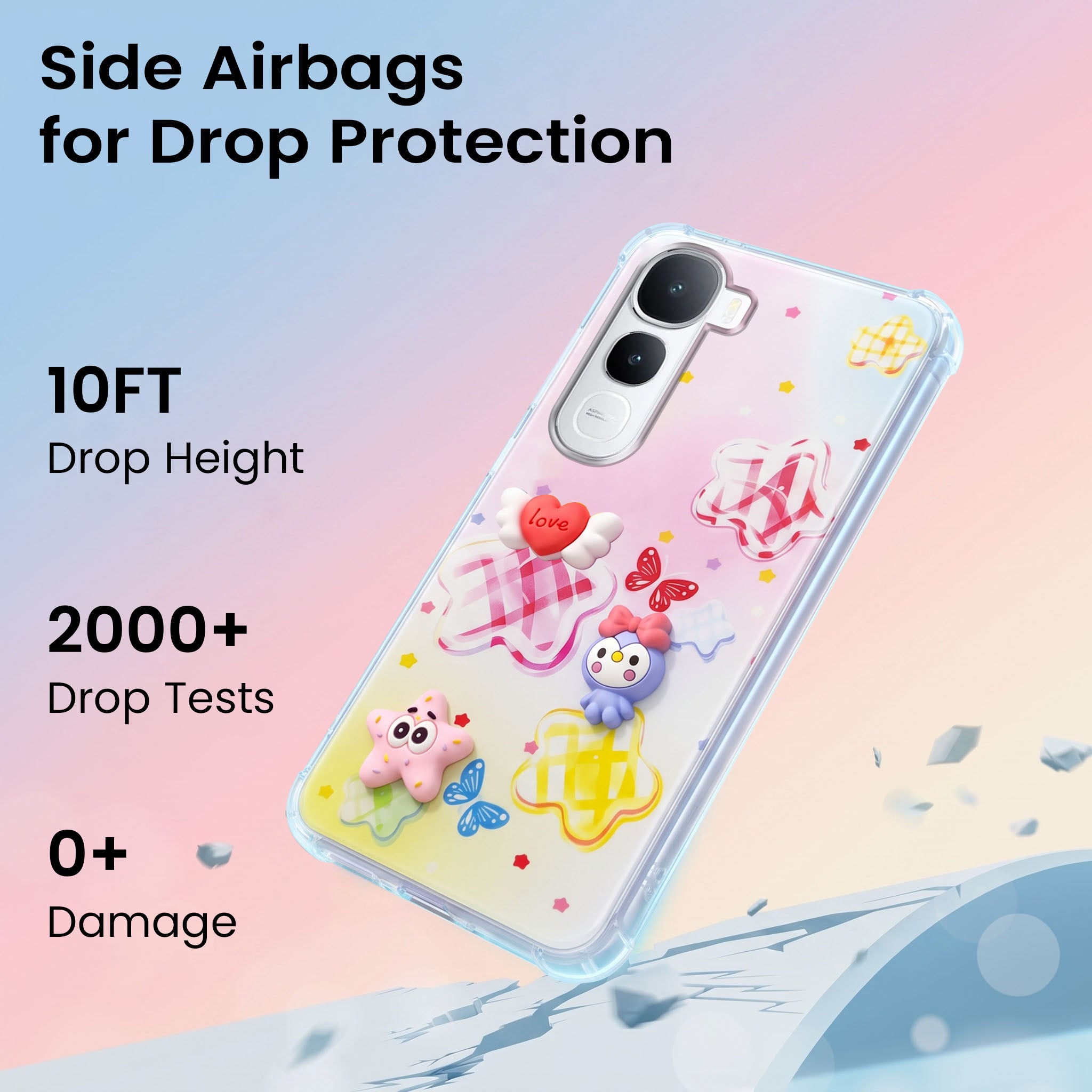 For Vivo Y400 Back Cover Case (3D Cute Cartoons | Hard Back Side Soft | Matte Premium Finish | HD Printing)