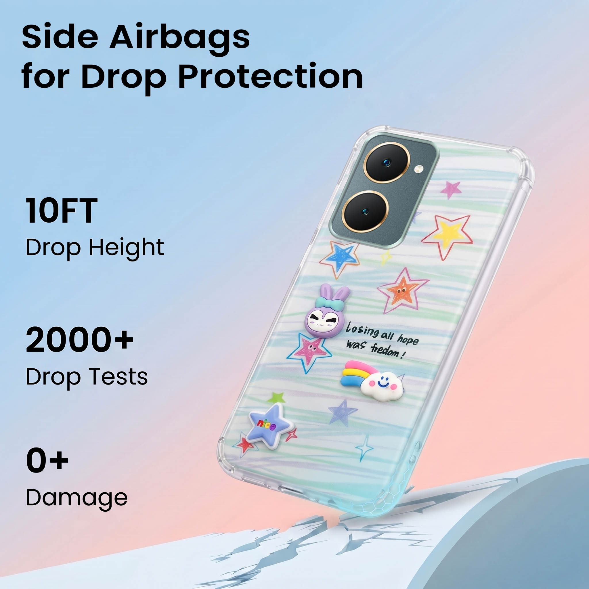 For Vivo Y18 | Y18e | Y03 | Y18i | Y18t Back Cover Case (3D Cute Cartoons | Hard Back Side Soft | Matte Premium Finish | HD Printing)