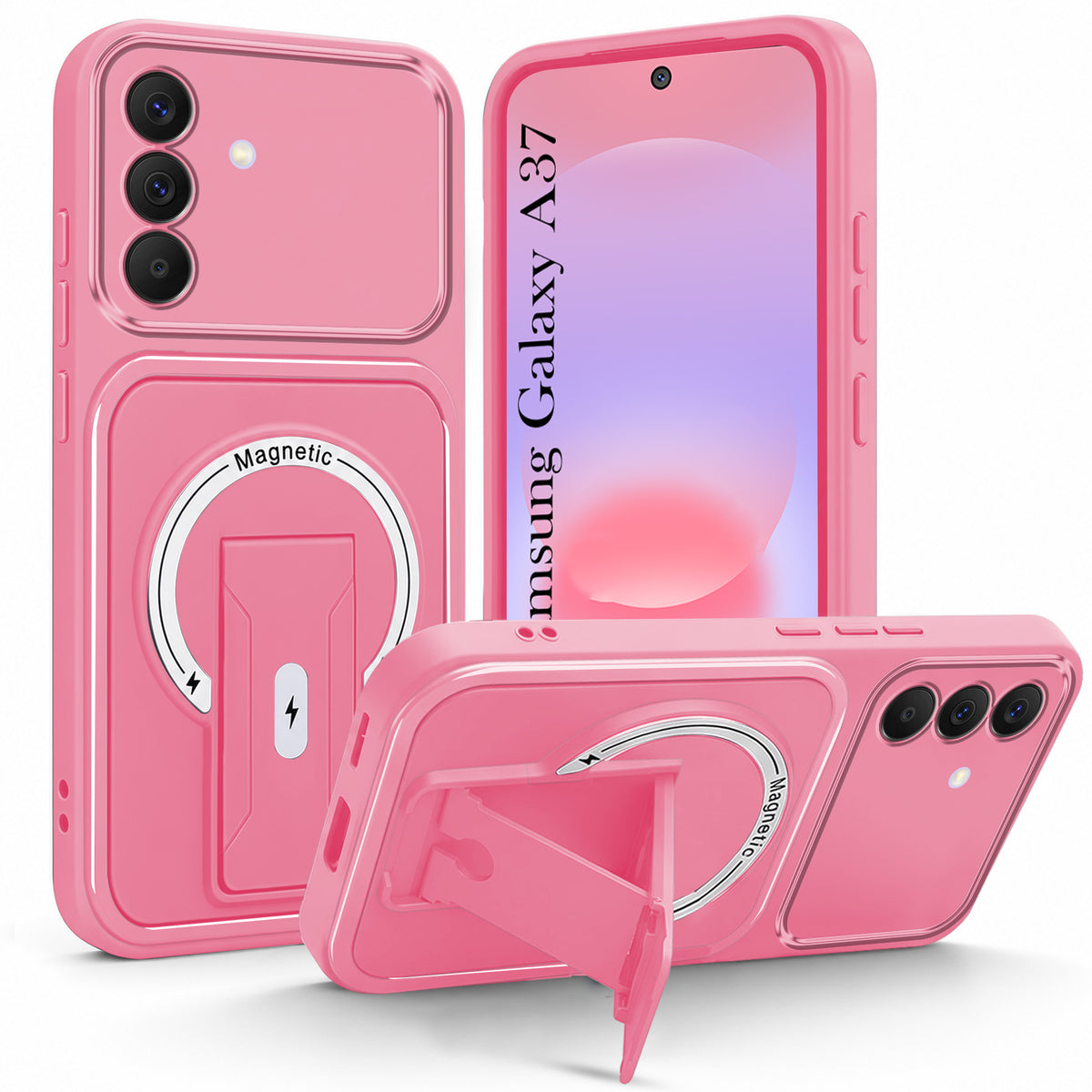 For Samsung Galaxy A37 5G Back Case Cover Metallic (Hybrid Armor Kickstand | MagSafe Compatible | Camera Protection Shockproof)