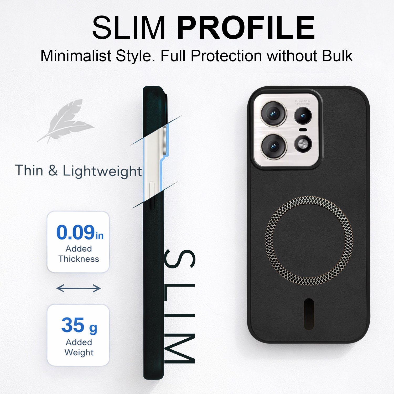 For Motorola Moto Edge 50 Pro Back Cover Case Leather Finish(MagSafe Compatible Wireless Charging | Soft Touch | Camera Bump Protection)