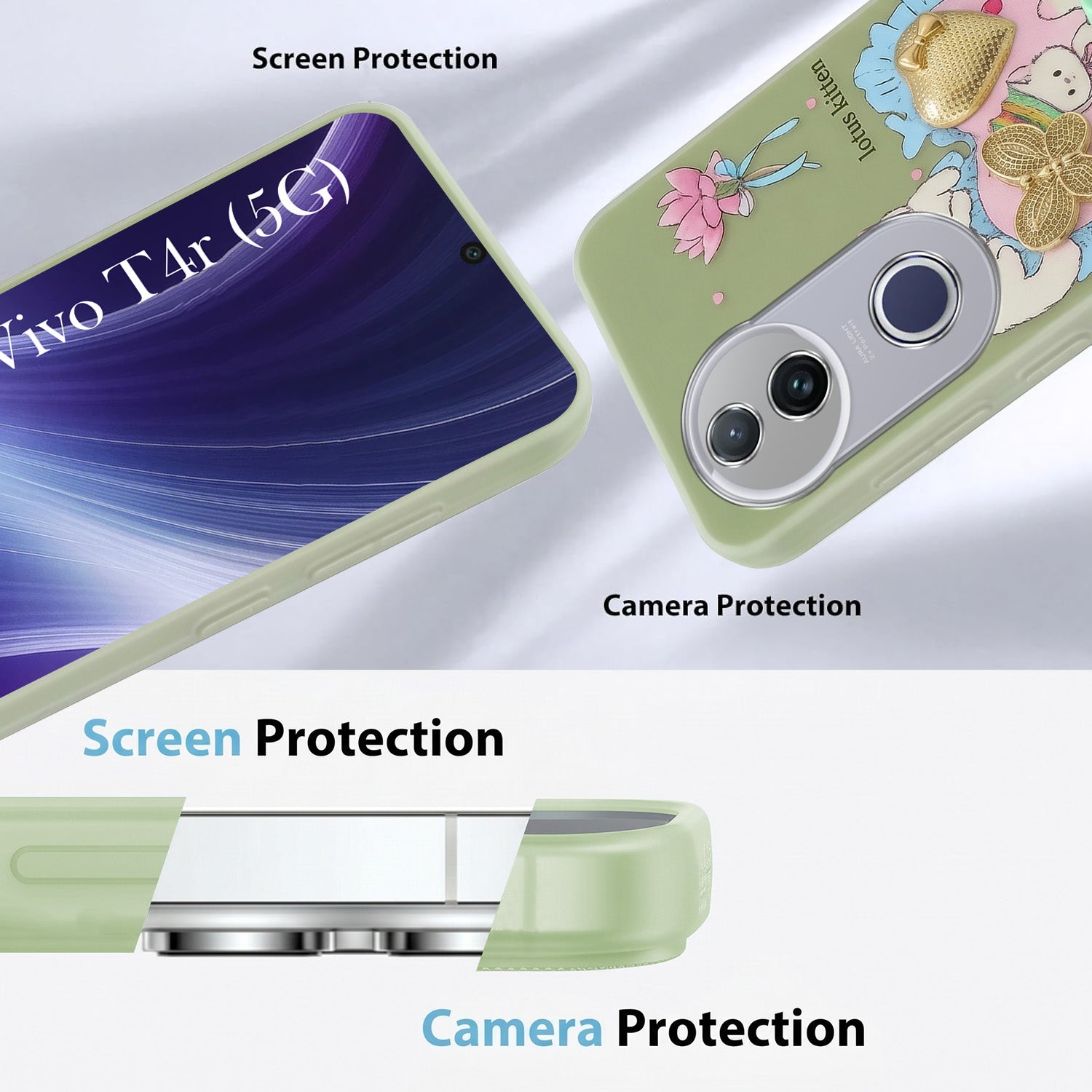 For Vivo T4R  Back Cover Case (3D Cute Heart Strap Holder | Camera Protection | Designer Girls Print)