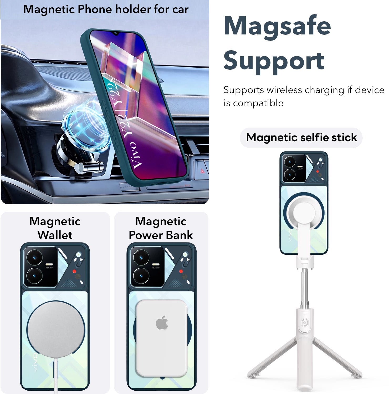 For Vivo Y22 | Vivo Y22s Back Cover Case Lifetime Anti-Yellow Clear (Camera Protection | Side Grip | Wireless MagSafe Compatible)