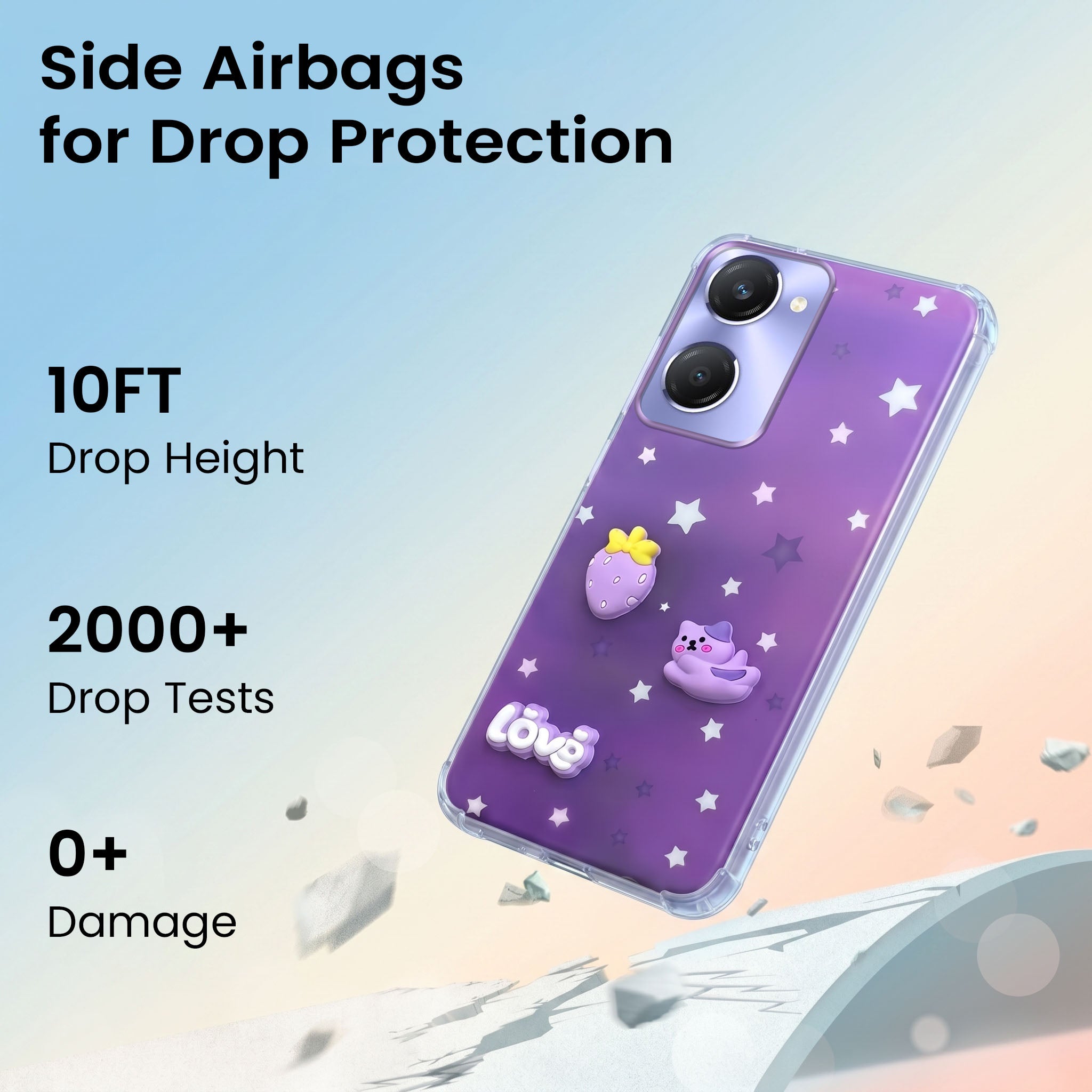 For Vivo Y28s 5G | Vivo T3 Lite 5G Back Cover Case (3D Cute Cartoons | Hard Back Side Soft | Matte Premium Finish | HD Printing)