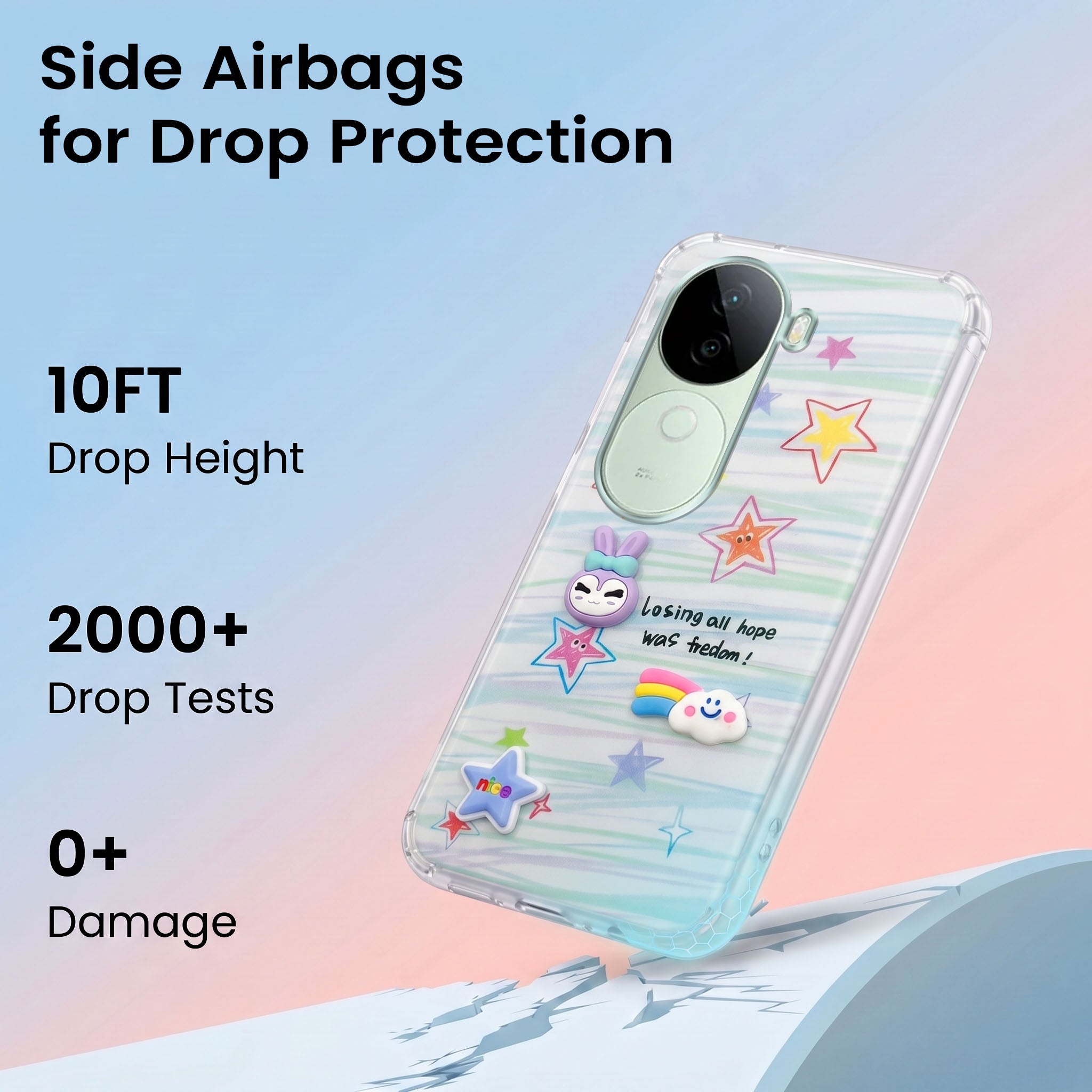 For Vivo V40e Back Cover Case (3D Cute Cartoons | Hard Back Side Soft | Matte Premium Finish | HD Printing)