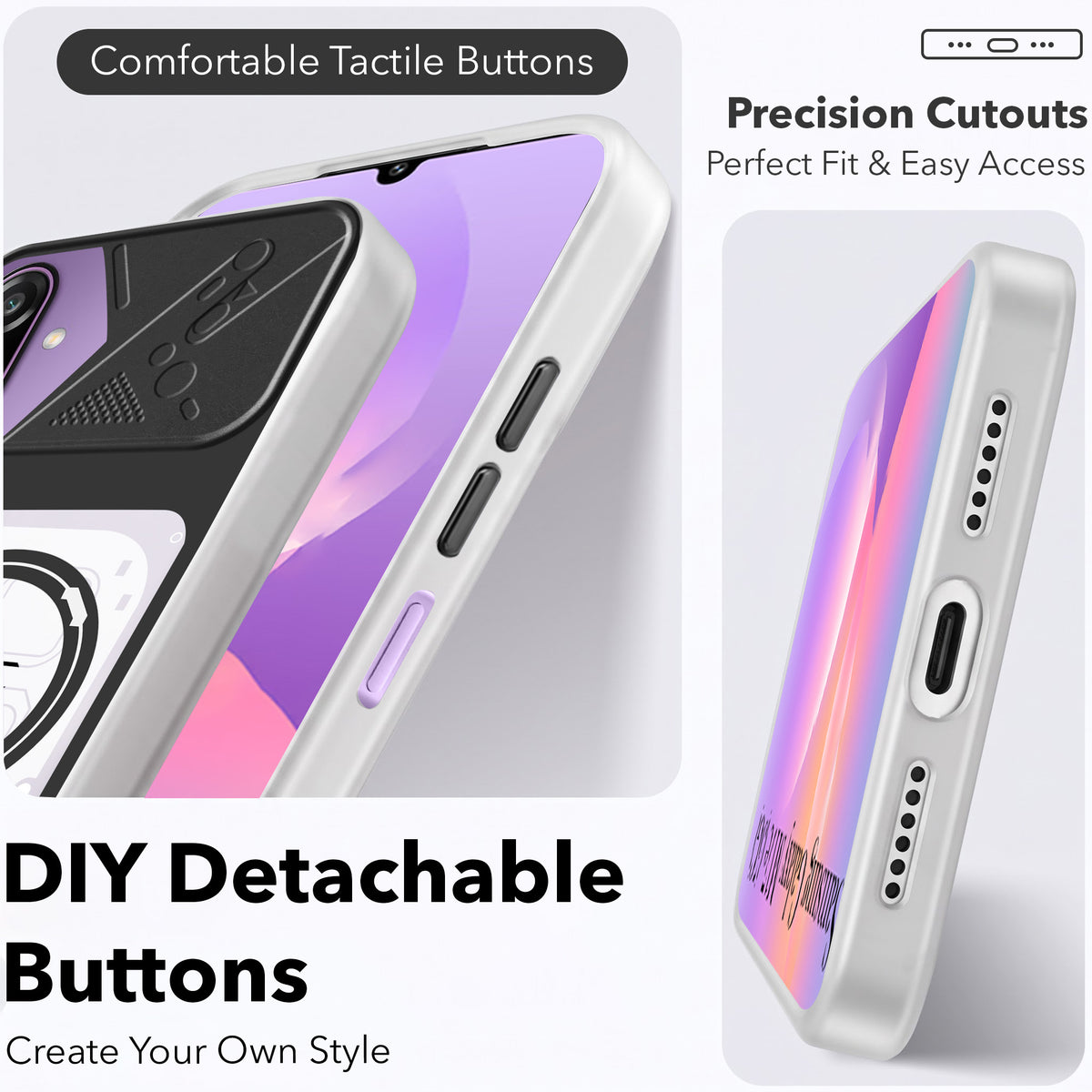 For Samsung Galaxy M17e Metallic Back Cover Case (Metallic Camera Protection & Buttons | Translucent Milky Shade | Hard Polycarbonate)