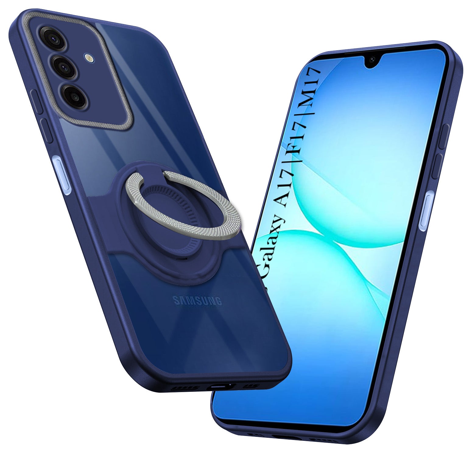 For Samsung Galaxy A17 | Samsung F17 | Samsung M17 5G Back Cover Case with stand (Built-in Ring Holder Kickstand | Lifetime Anti Yellow | Camera Protection)