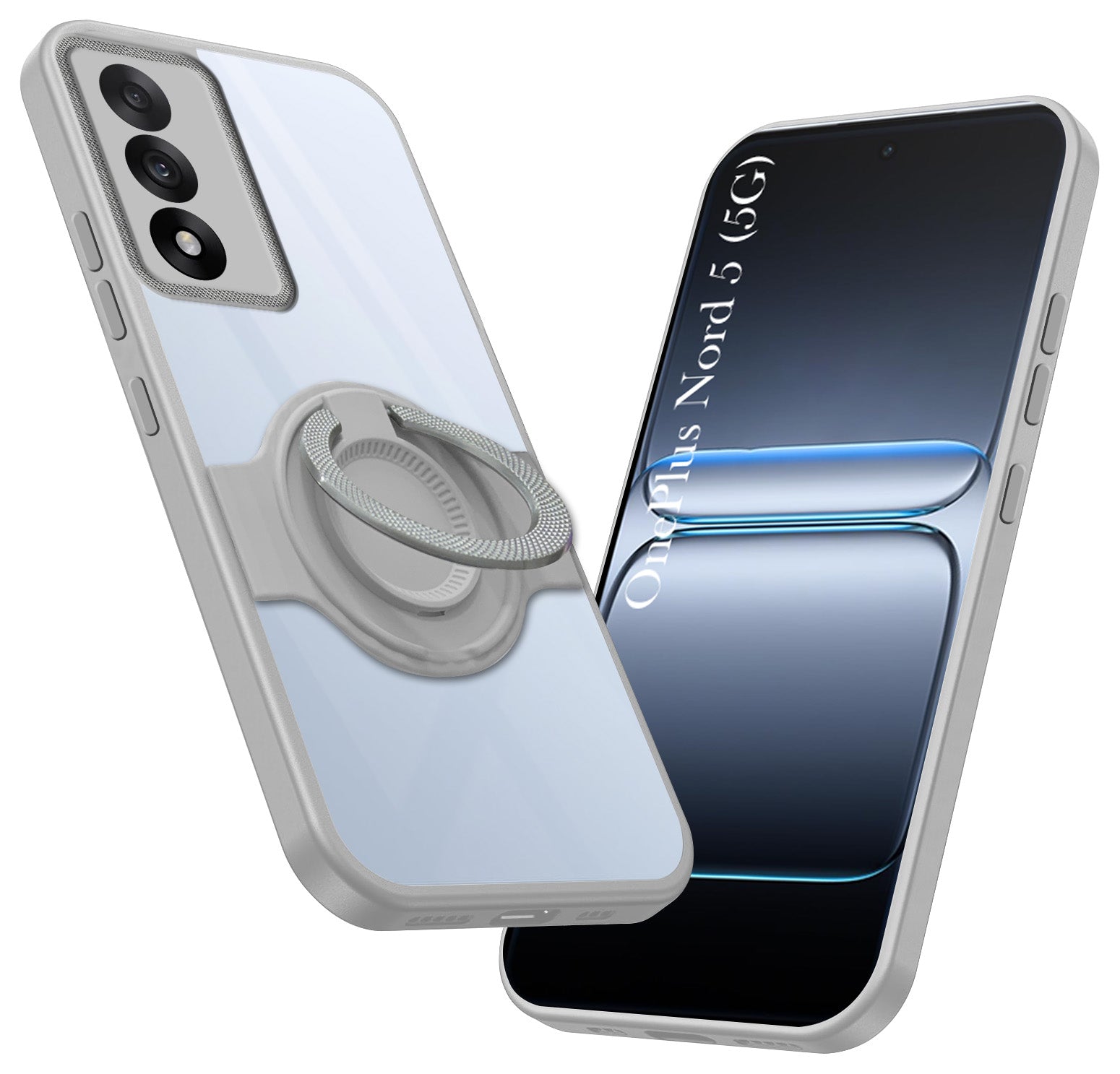 For Oneplus Nord 5 Back Cover Case with stand (Built-in Ring Holder Kickstand | Lifetime Anti Yellow | Camera Protection)