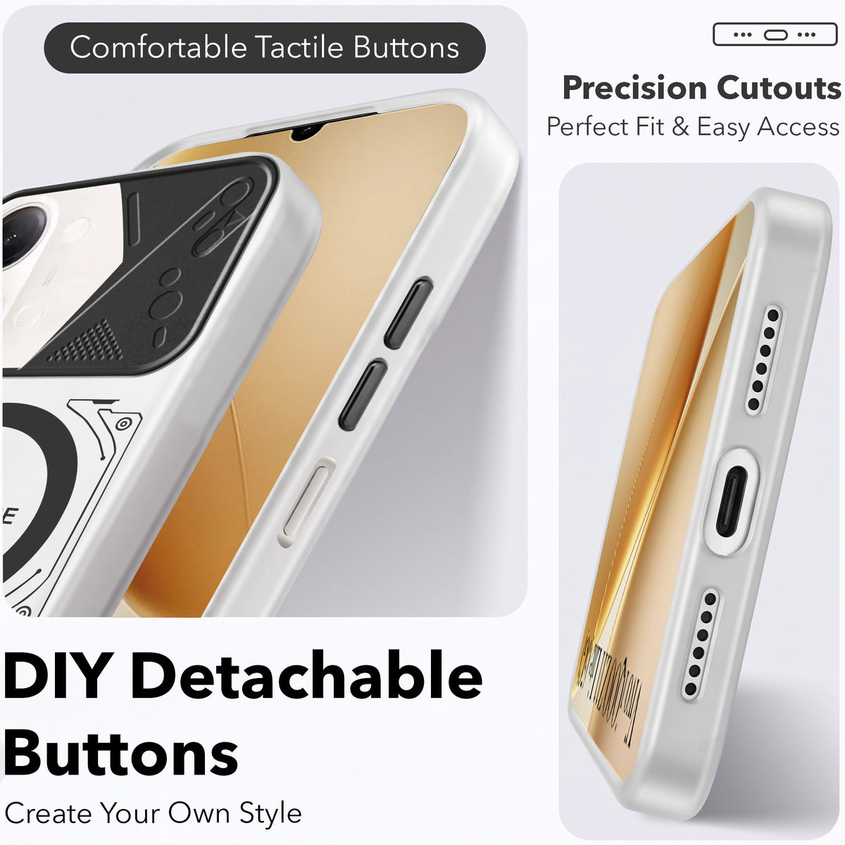 For Vivo iQOO Z11 Lite Metallic Back Cover Case (Metallic Camera Protection & Buttons | Translucent Milky Shade | Hard Polycarbonate)