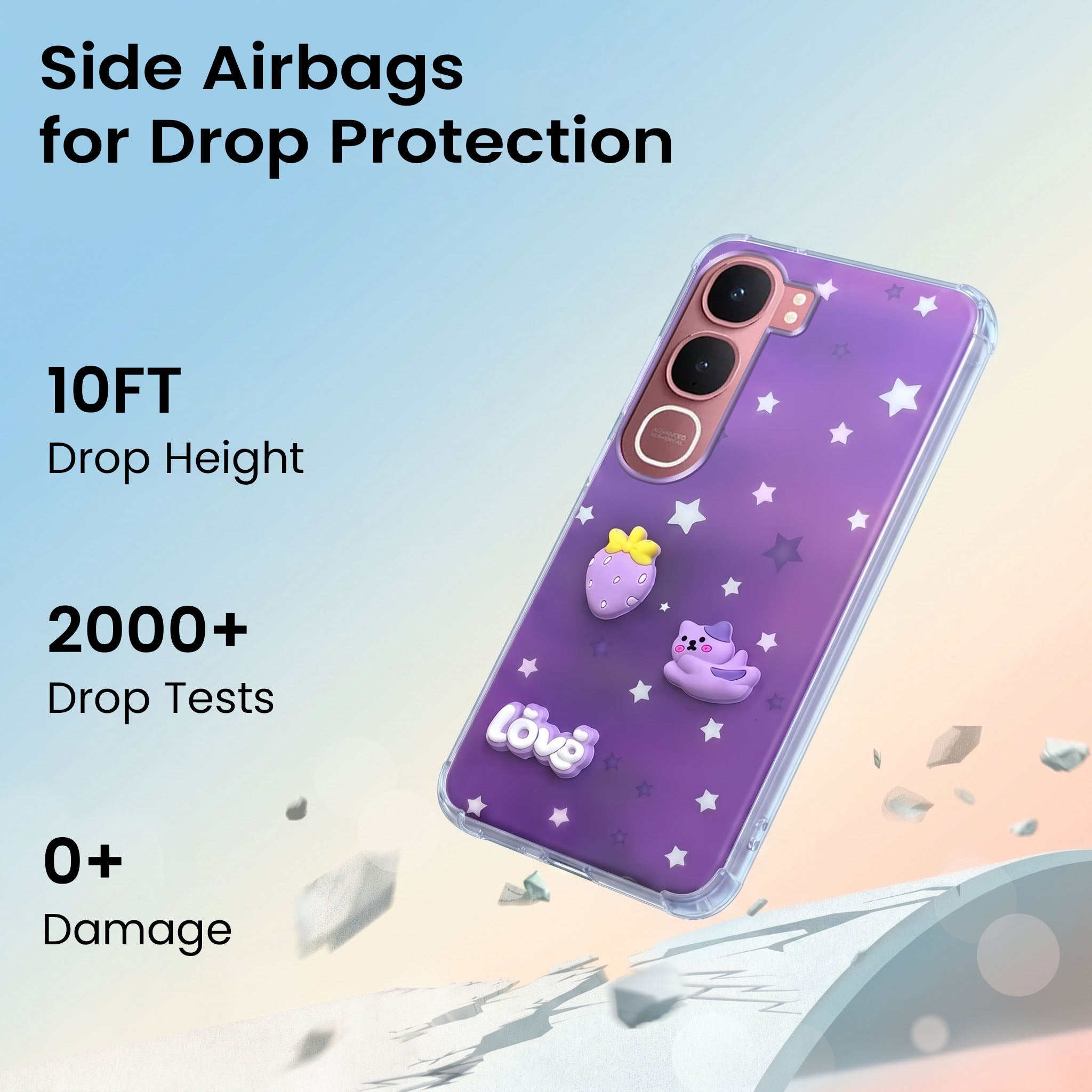 For Vivo Y31 5G Back Cover Case (3D Cute Cartoons | Hard Back Side Soft | Matte Premium Finish | HD Printing)