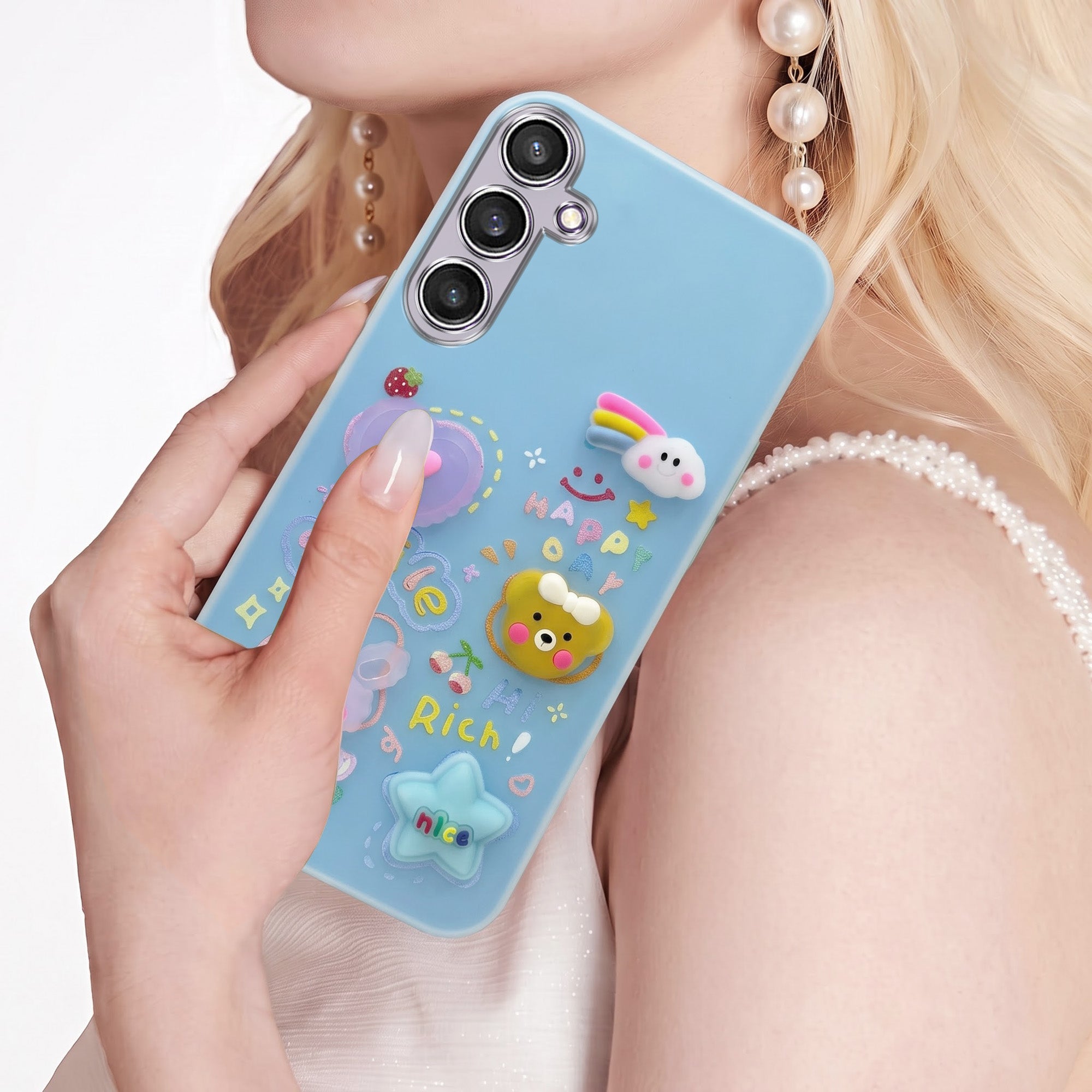For Samsung Galaxy S23 FE 5G Back Cover Case (3D Cute Cartoons | Hard Back Side Soft | Matte Premium Finish | HD Printing)