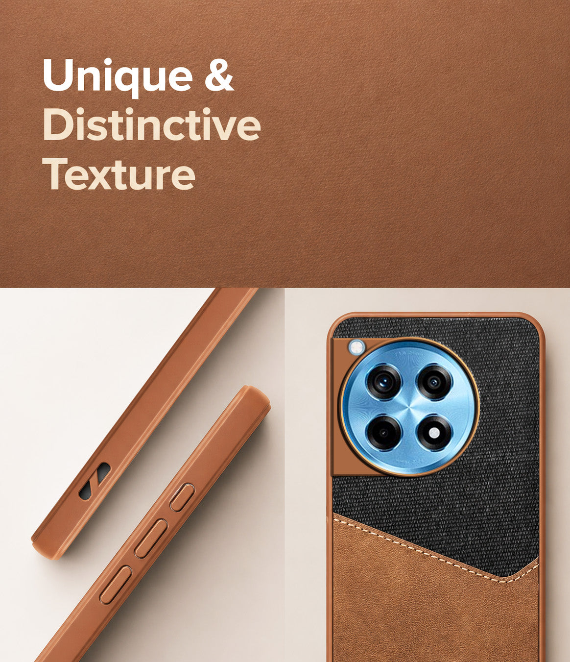 For OnePlus 12R 5G Back Cover Case (Dual PU Leather Stitch | Professional Minimalist | Soft and Flexible)
