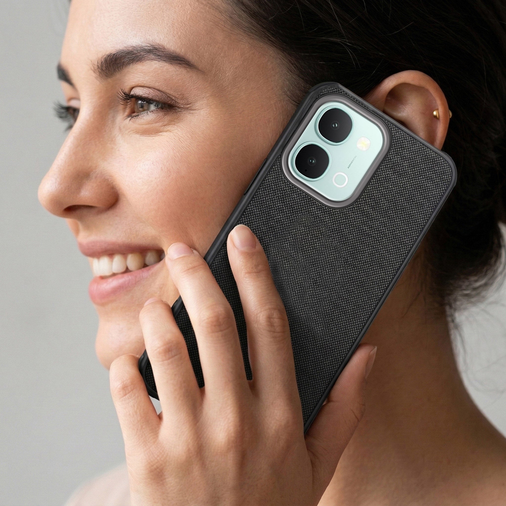 For Vivo iQOO Z11x 5G Combo with Back Cover and 9H Tempered Glass (Textured Grip Design | Micro-Fiber Cloth Inside | Oleophobic Coating Screen Glass)