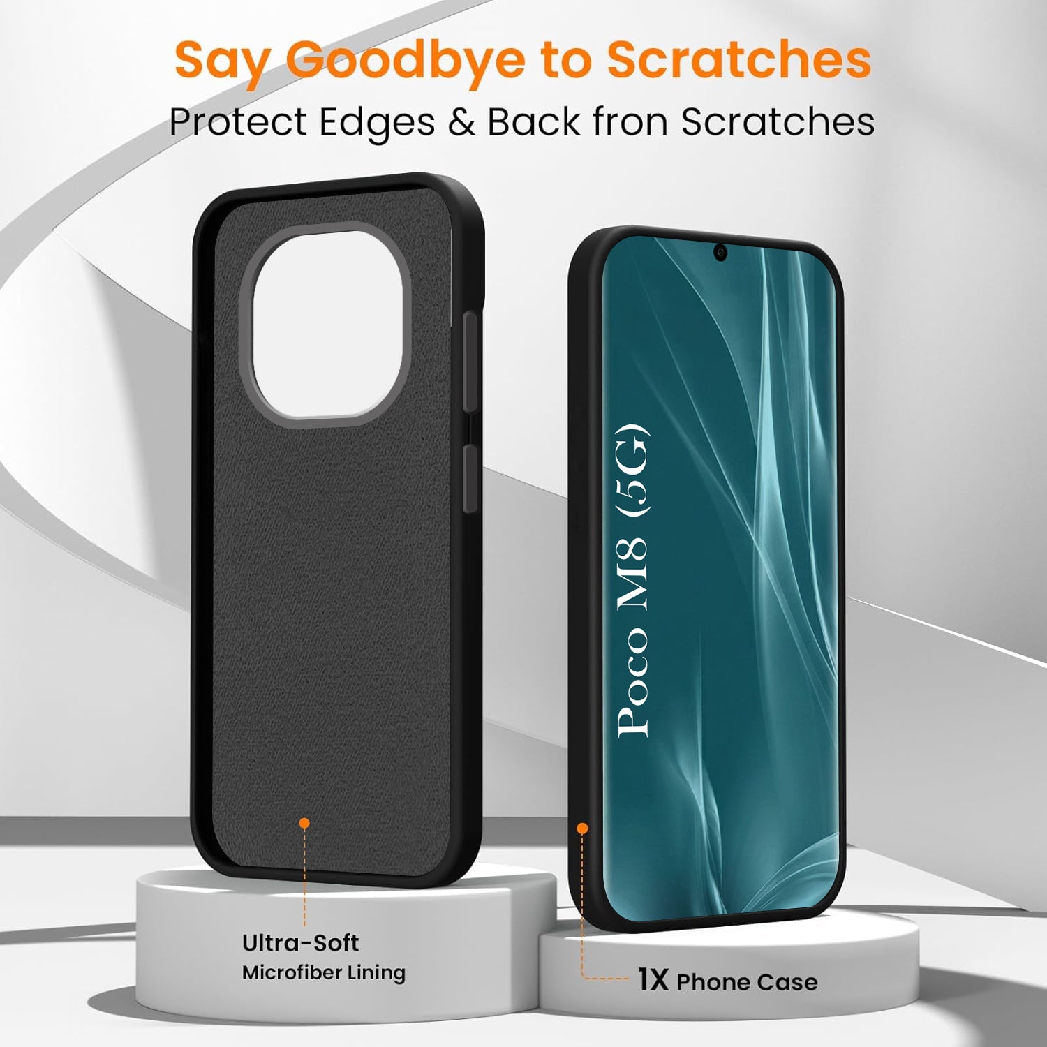For Poco M8 5G Back Cover Case Rubberised (Textured Grip Design | Micro-Fiber Cloth Inside | Slim and Light Weight | Soft Touch and Feel)