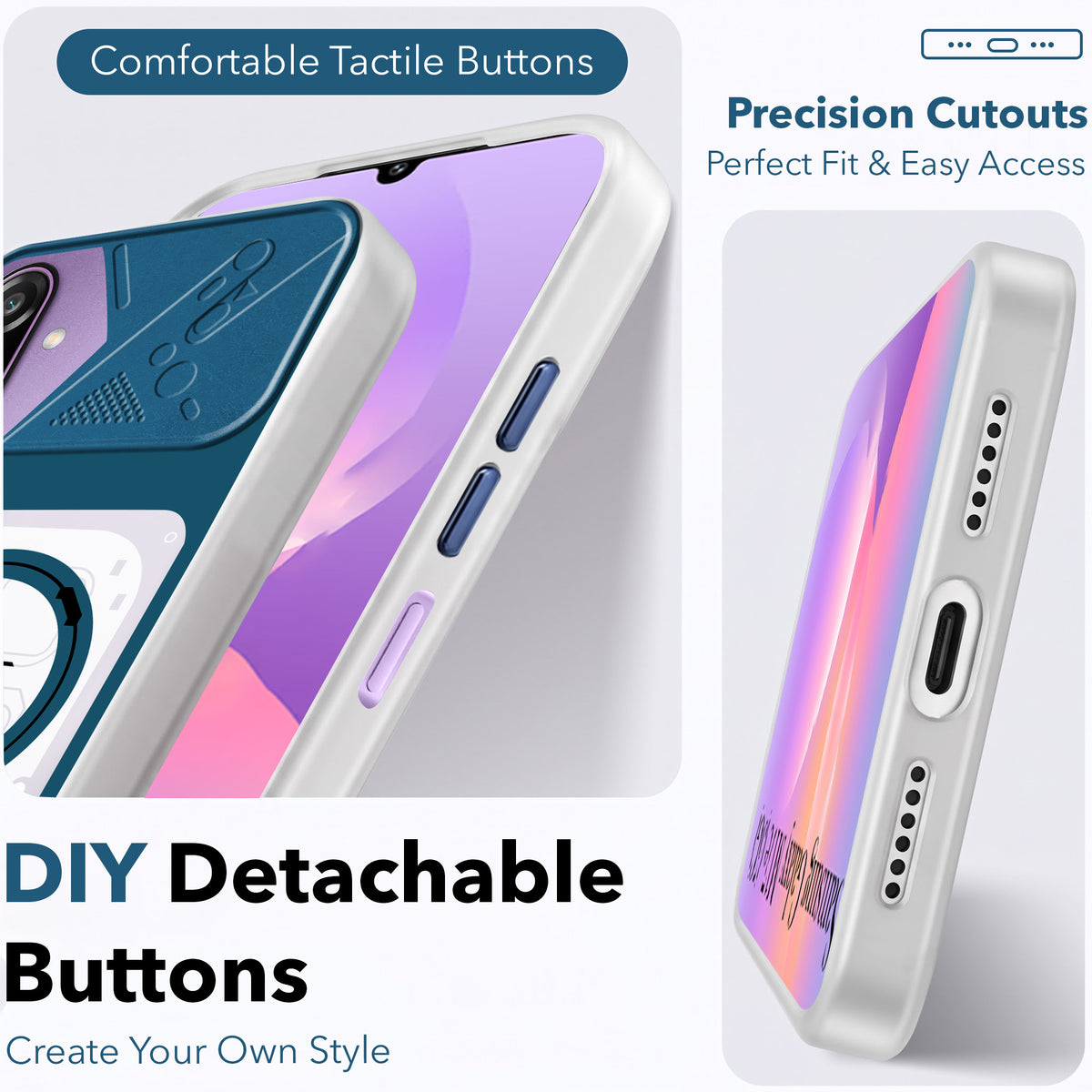 For Samsung Galaxy M17e Metallic Back Cover Case (Metallic Camera Protection & Buttons | Translucent Milky Shade | Hard Polycarbonate)