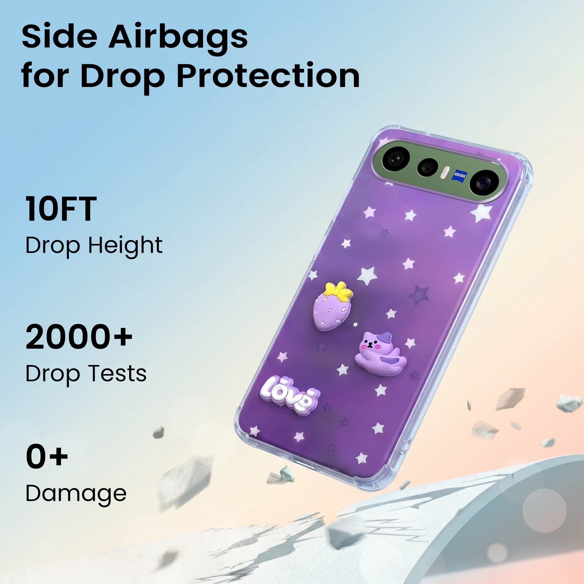 For Vivo X300 FE Back Cover Case (3D Cute Cartoons | Hard Back Side Soft | Matte Premium Finish | HD Printing)