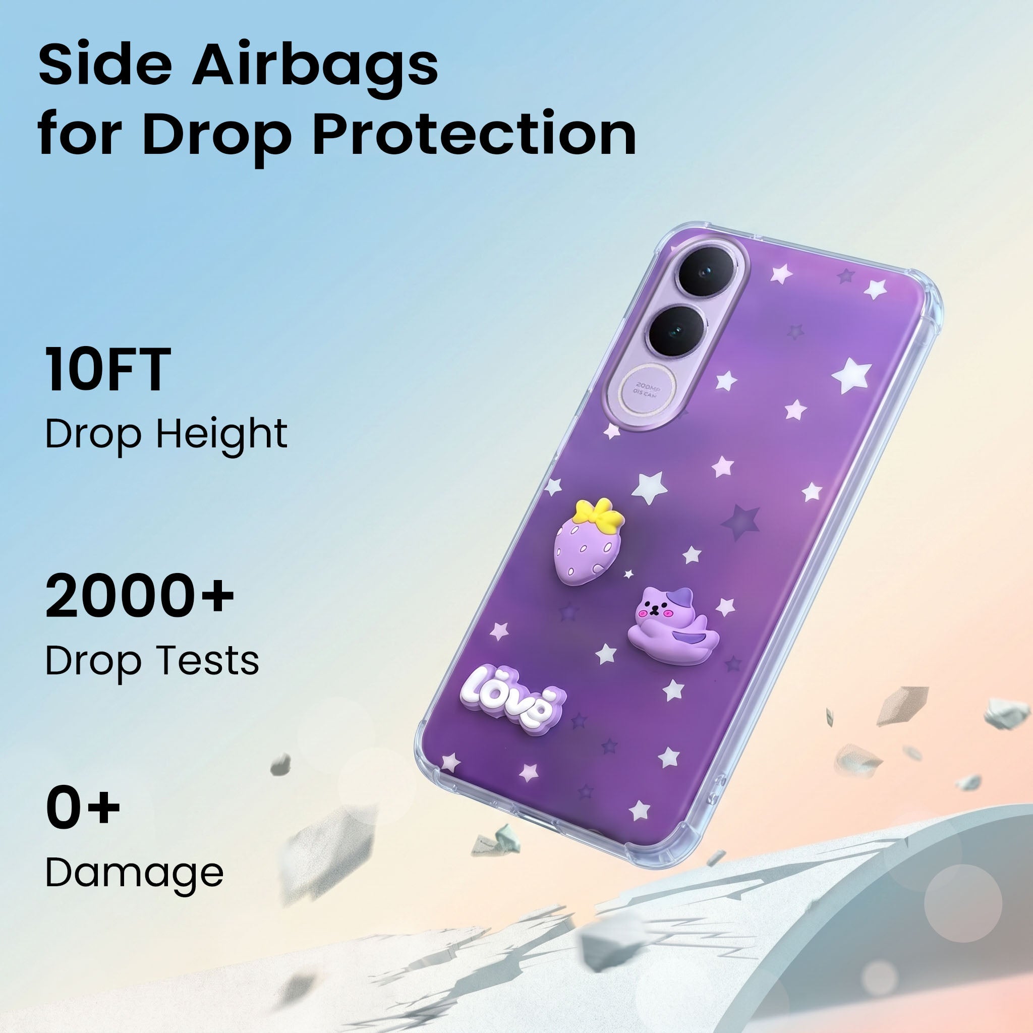 For Vivo V70 FE 5G Back Cover Case (3D Cute Cartoons | Hard Back Side Soft | Matte Premium Finish | HD Printing)