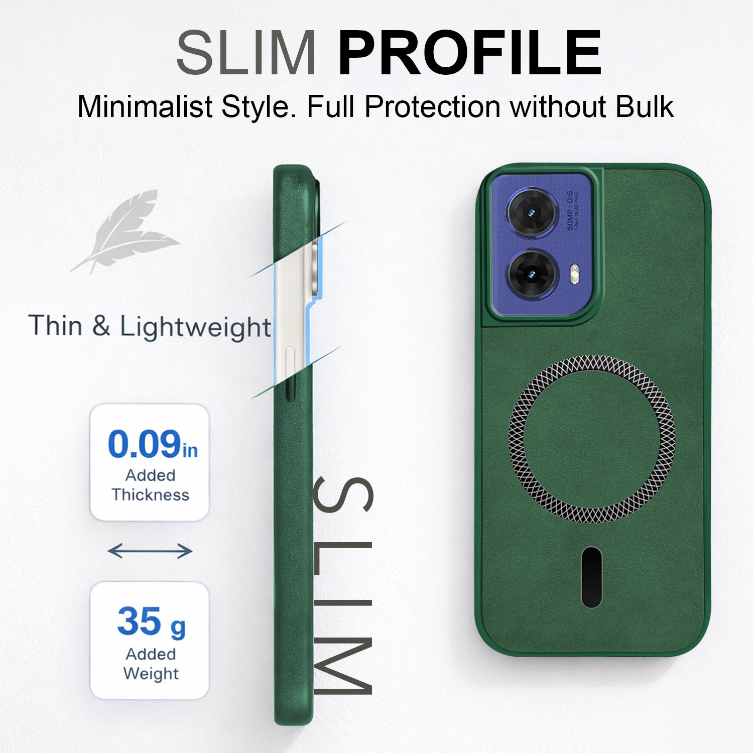 For Motorola Moto G85 5G Back Cover Case Leather Finish (MagSafe Compatible Wireless Charging | Soft Touch | Camera Bump Protection)