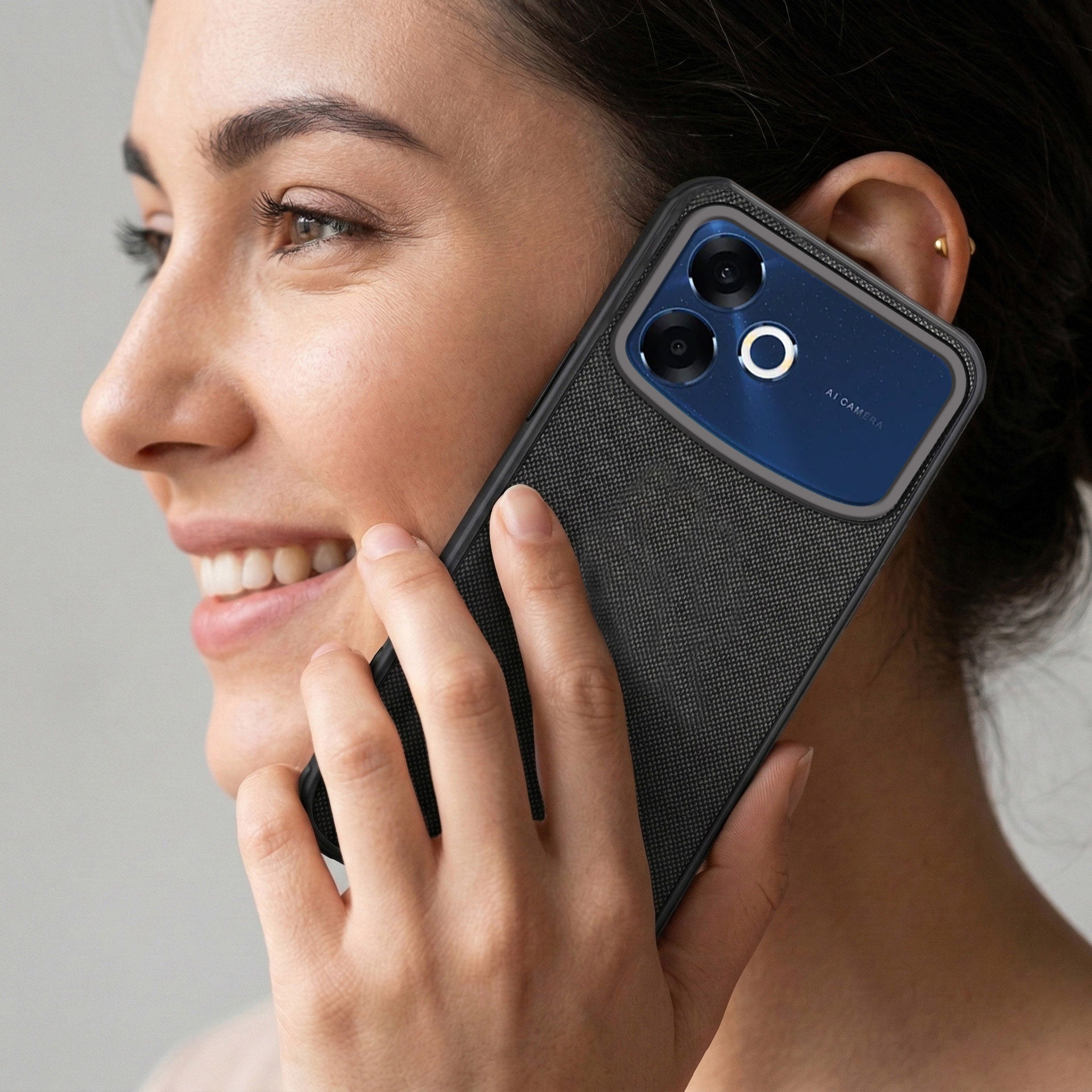 For Oppo F33 Pro 5G Combo with Back Cover and 9H Tempered Glass (Textured Grip Design | Micro-Fiber Cloth Inside | Oleophobic Coating Screen Glass)
