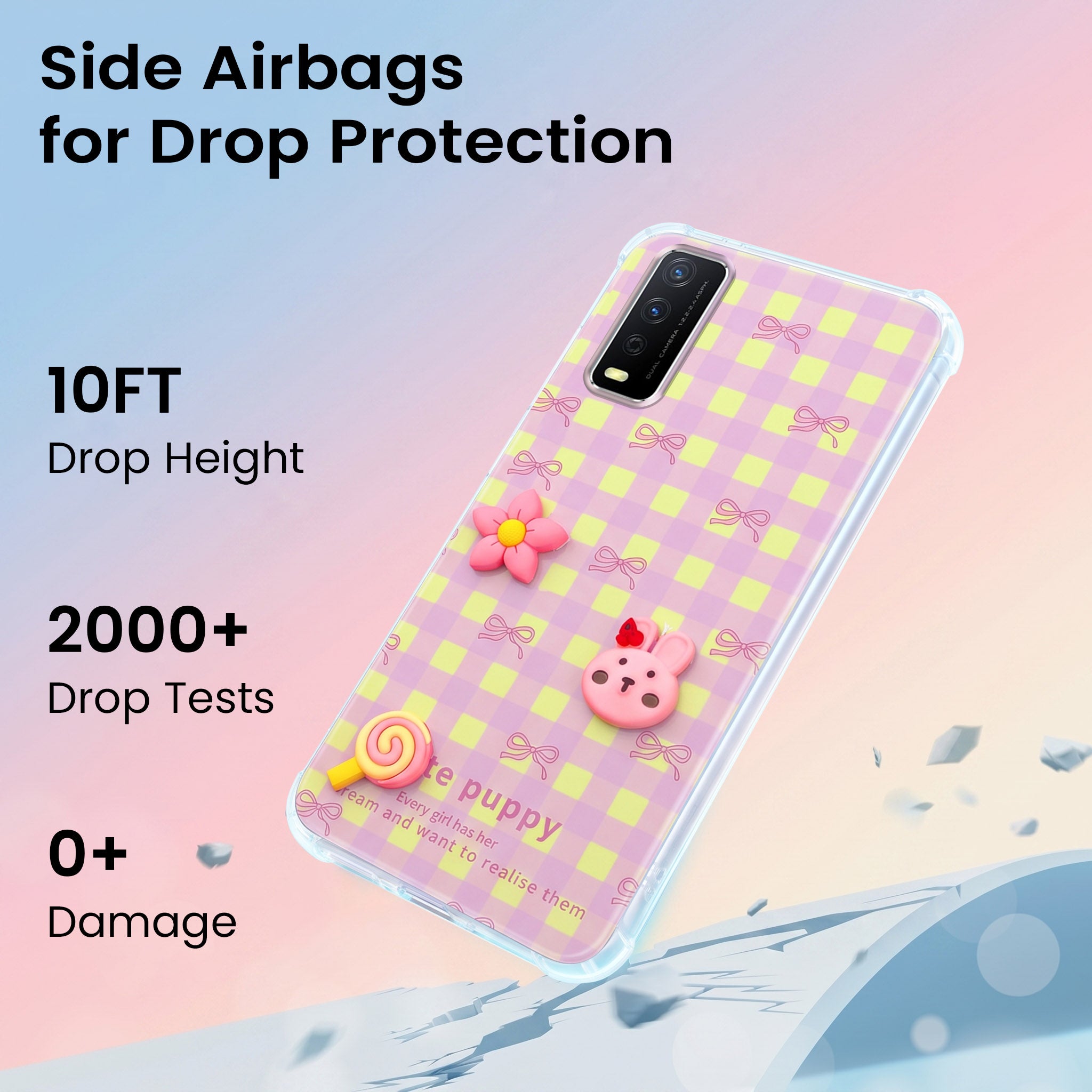 For Vivo Y12s | Y11s | Y12G Back Cover Case (3D Cute Cartoons | Hard Back Side Soft | Matte Premium Finish | HD Printing)