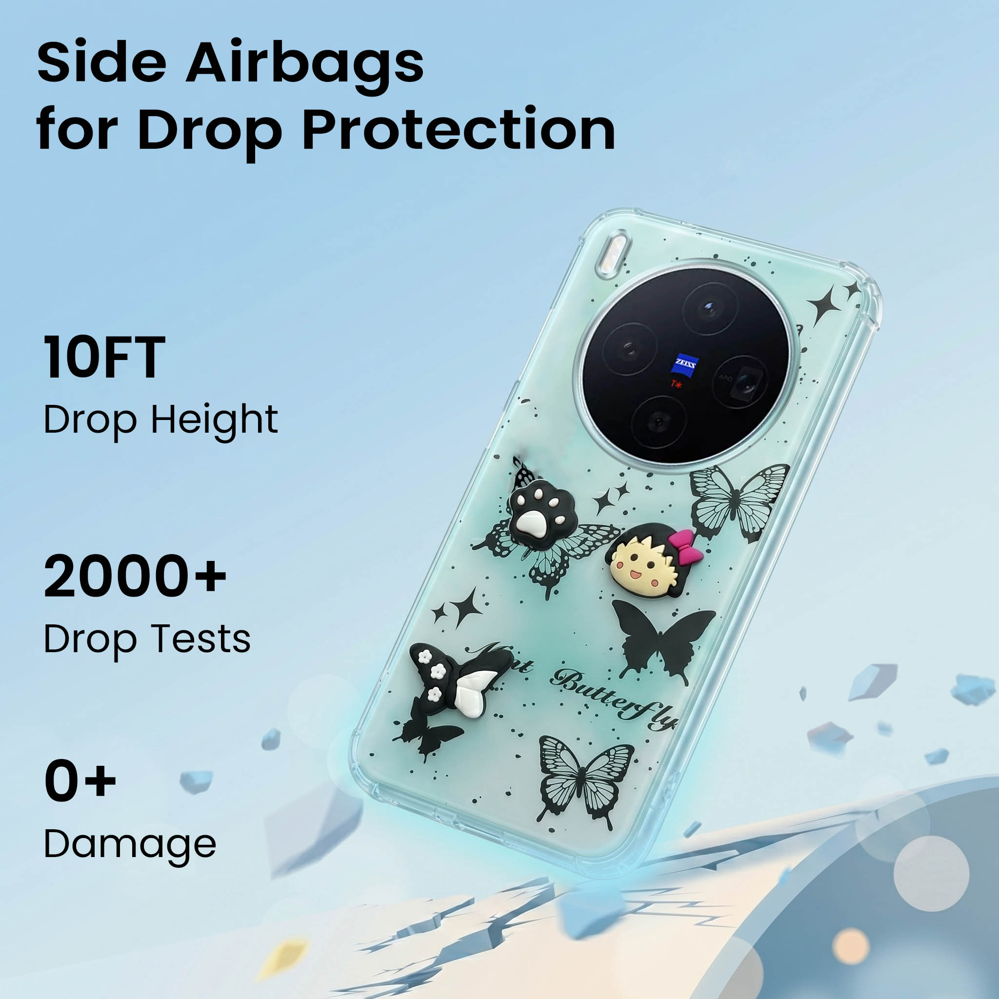 For Vivo X300 5G Back Cover Case (3D Cute Cartoons | Hard Back Side Soft | Matte Premium Finish | HD Printing)
