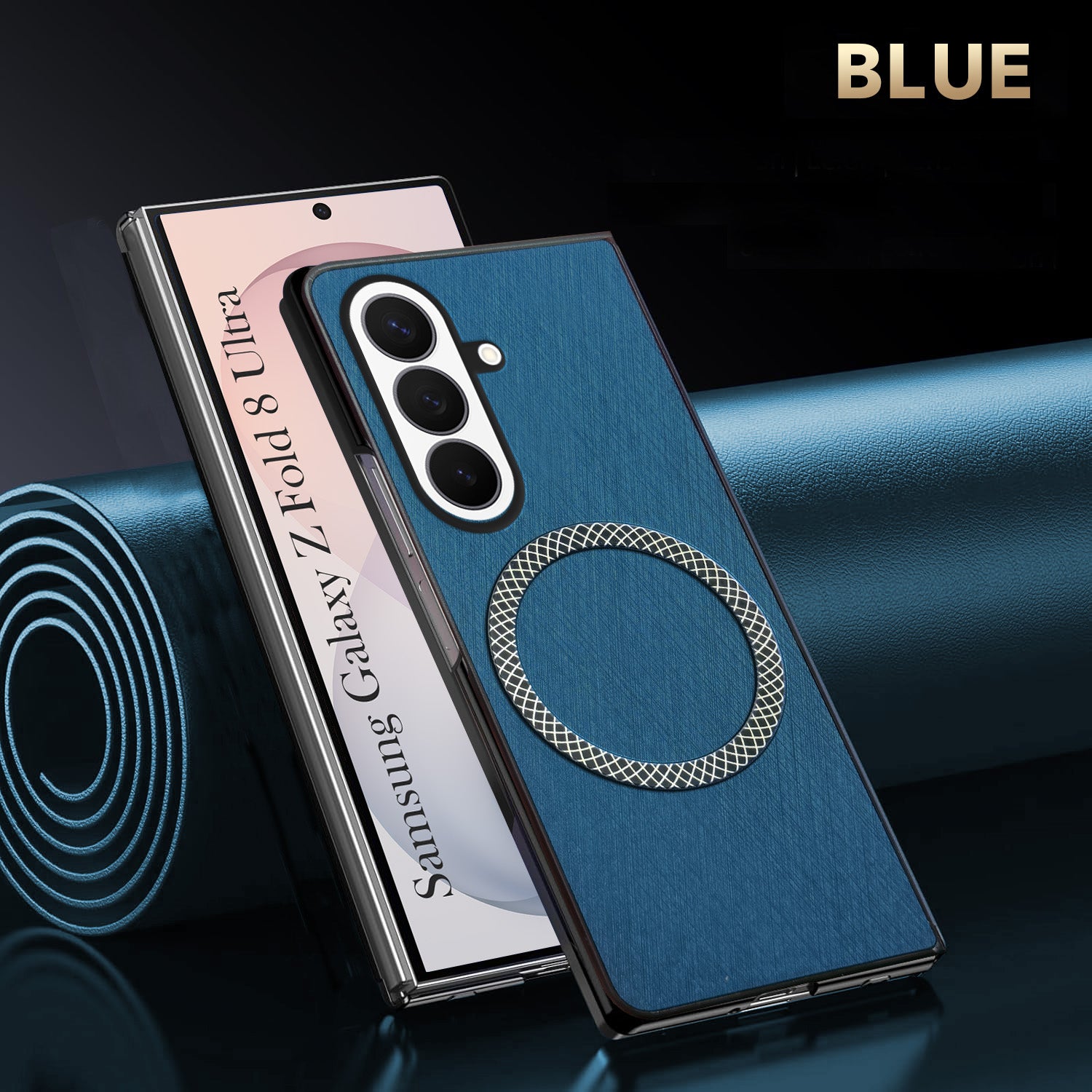 For Samsung Galaxy Z Fold 8 Ultra Back Cover Case Leather Finish (MagSafe Wireless Charging Compatible | Sleek and Professional)