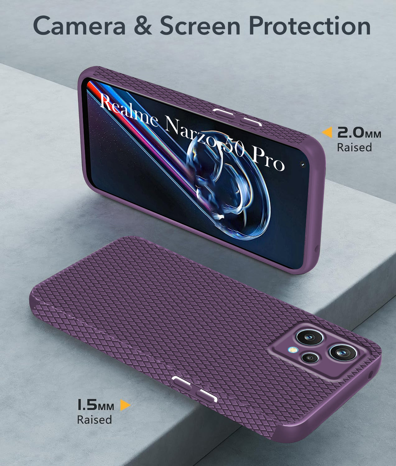 For Realme Narzo 50 Pro Back Cover Case (Liquid Silicone | Side Grip | Camera Protection)