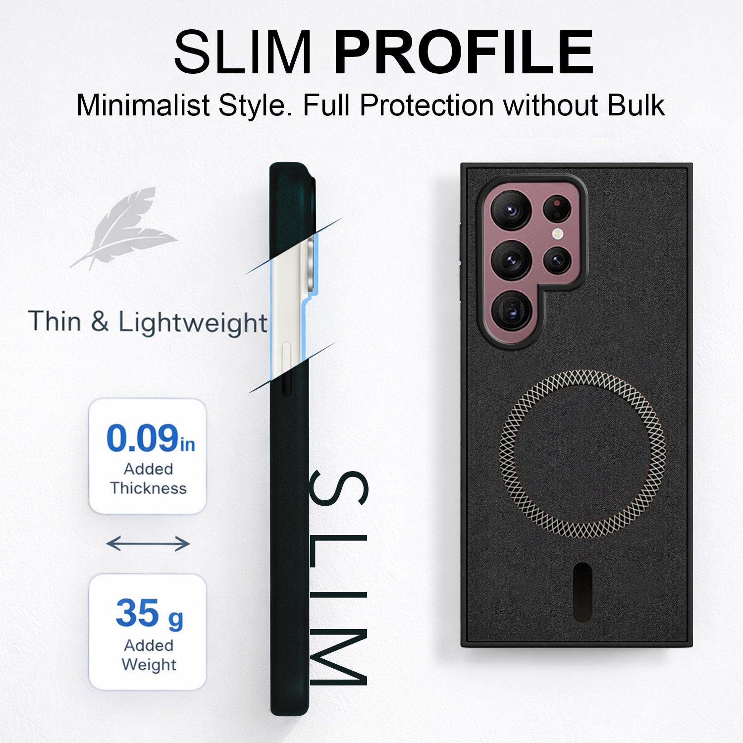 For Samsung Galaxy S22 Ultra 5G Back Cover Case Leather Finish (MagSafe Compatible Wireless Charging | Soft Touch | Camera Bump Protection)