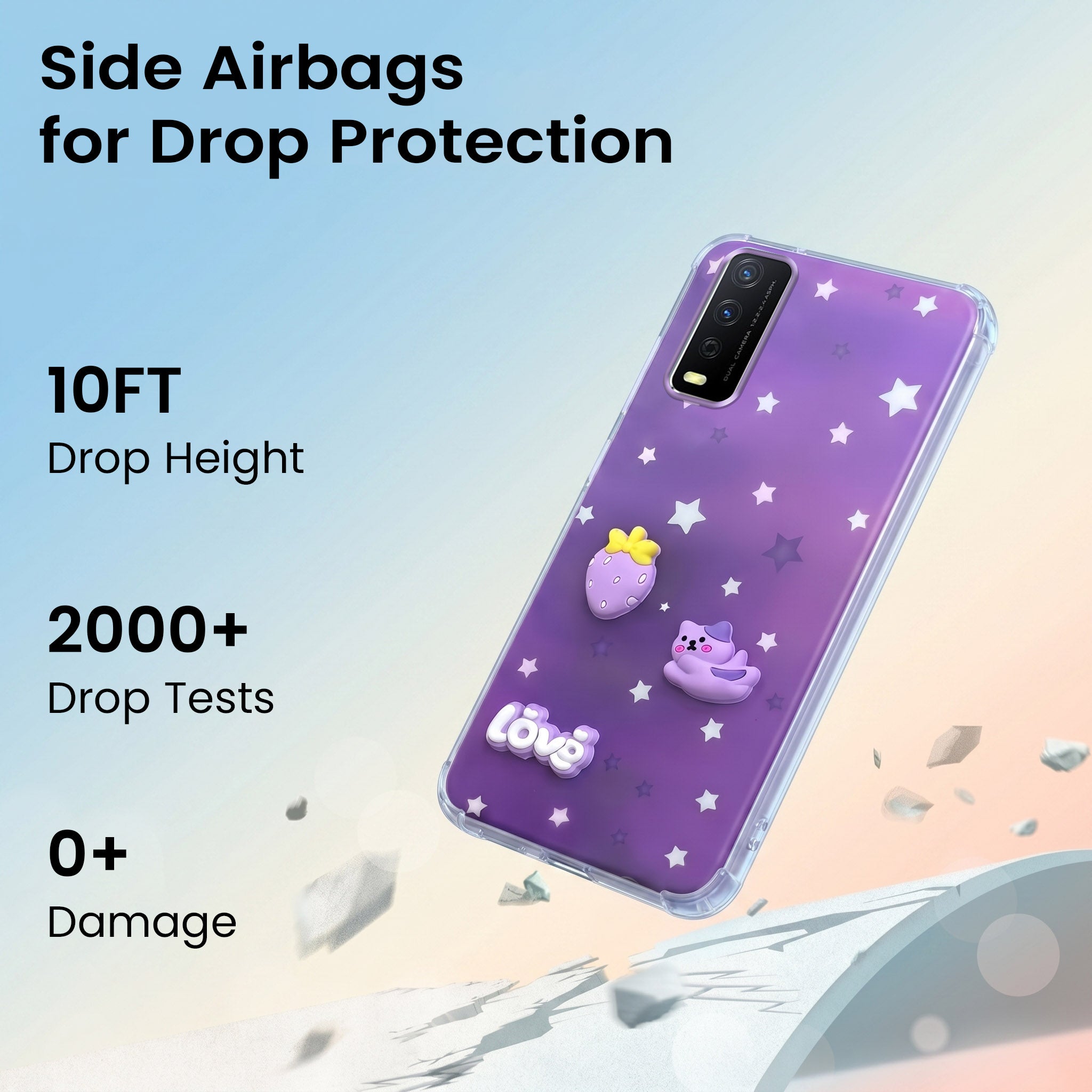 For Vivo Y12s | Y11s | Y12G Back Cover Case (3D Cute Cartoons | Hard Back Side Soft | Matte Premium Finish | HD Printing)