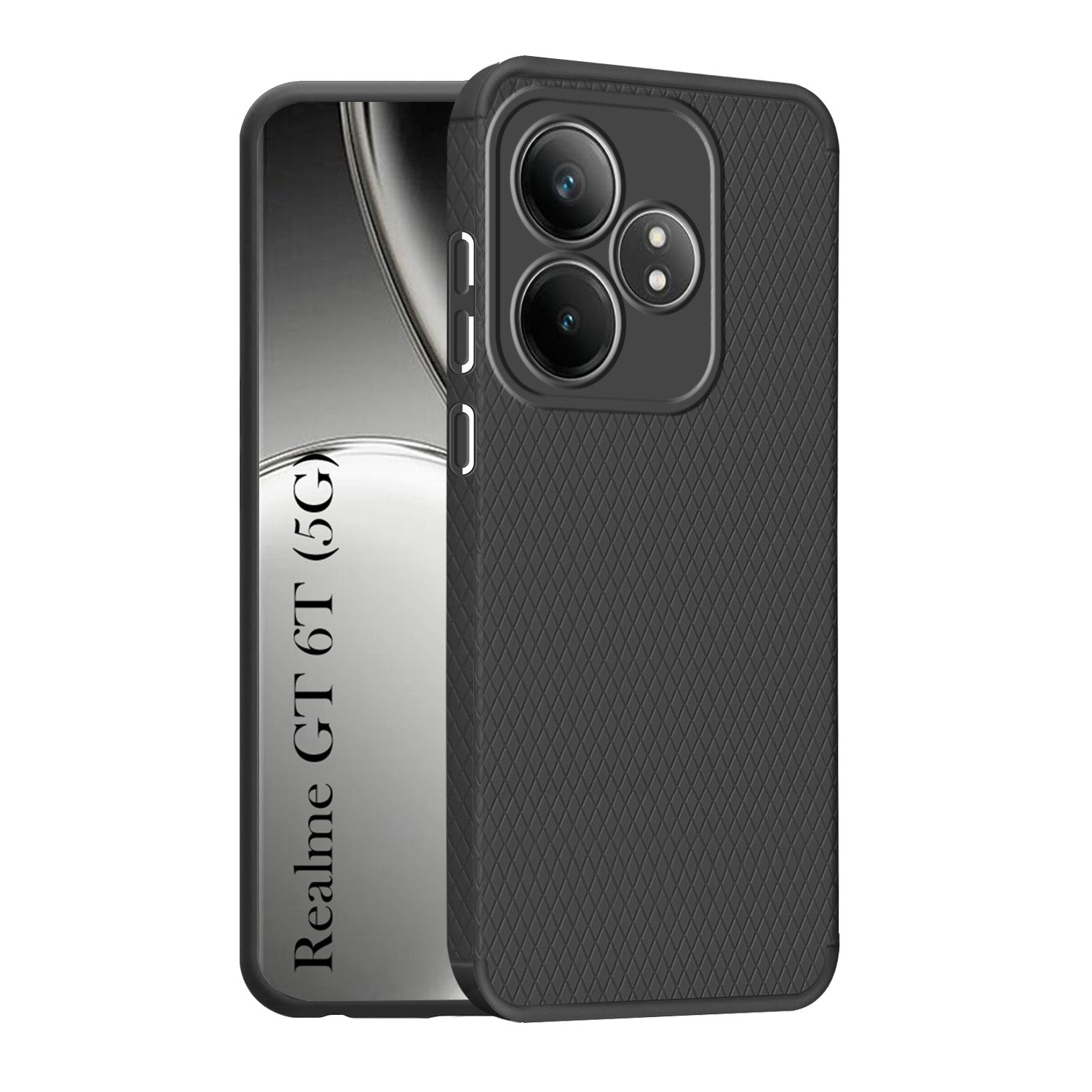 Cover Per Realme GT 6 / GT 6T In TPU Morbido Nero + Vetro Temperato Incluso – Custodia Sottile Antiurto, Kit Protezione Completo