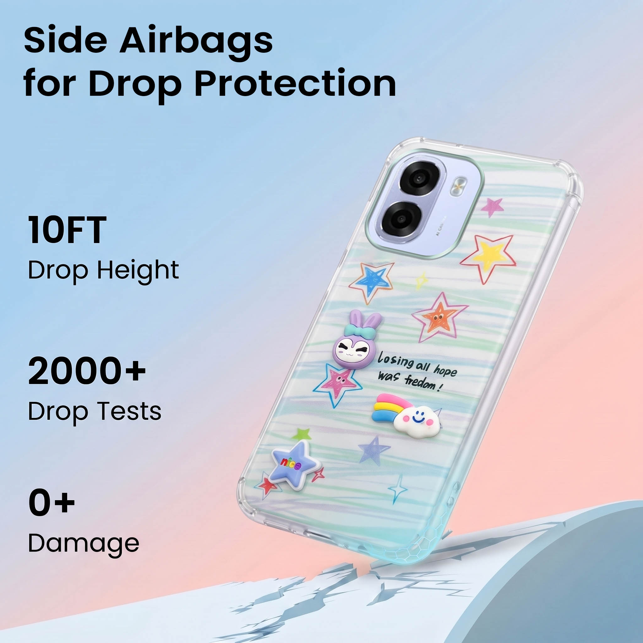 For Oppo K14x 5G Back Cover Case (3D Cute Cartoons | Hard Back Side Soft | Matte Premium Finish | HD Printing)