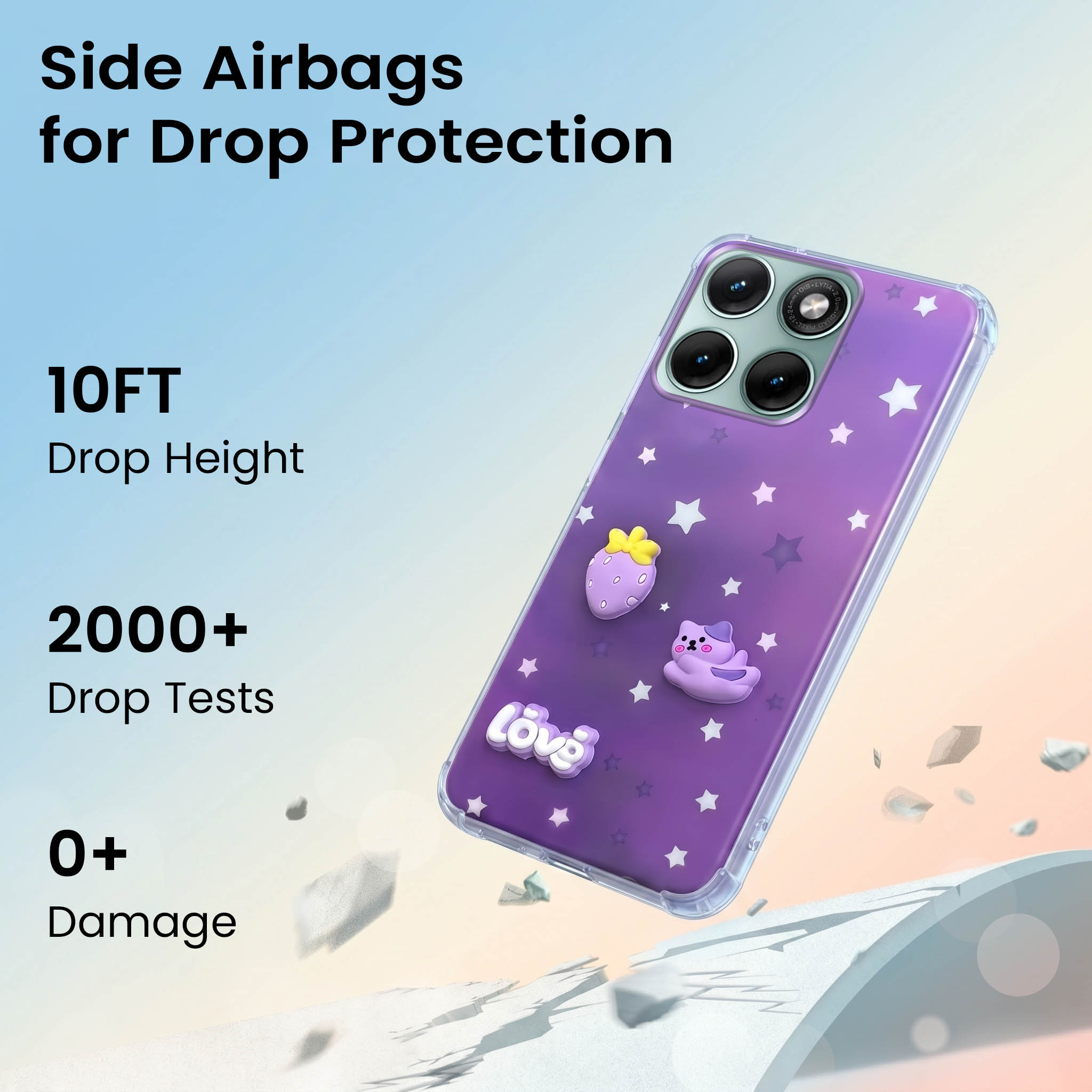 For Motorola Moto Edge 70 Fusion Back Cover Case (3D Cute Cartoons | Hard Back Side Soft | Matte Premium Finish | HD Printing)