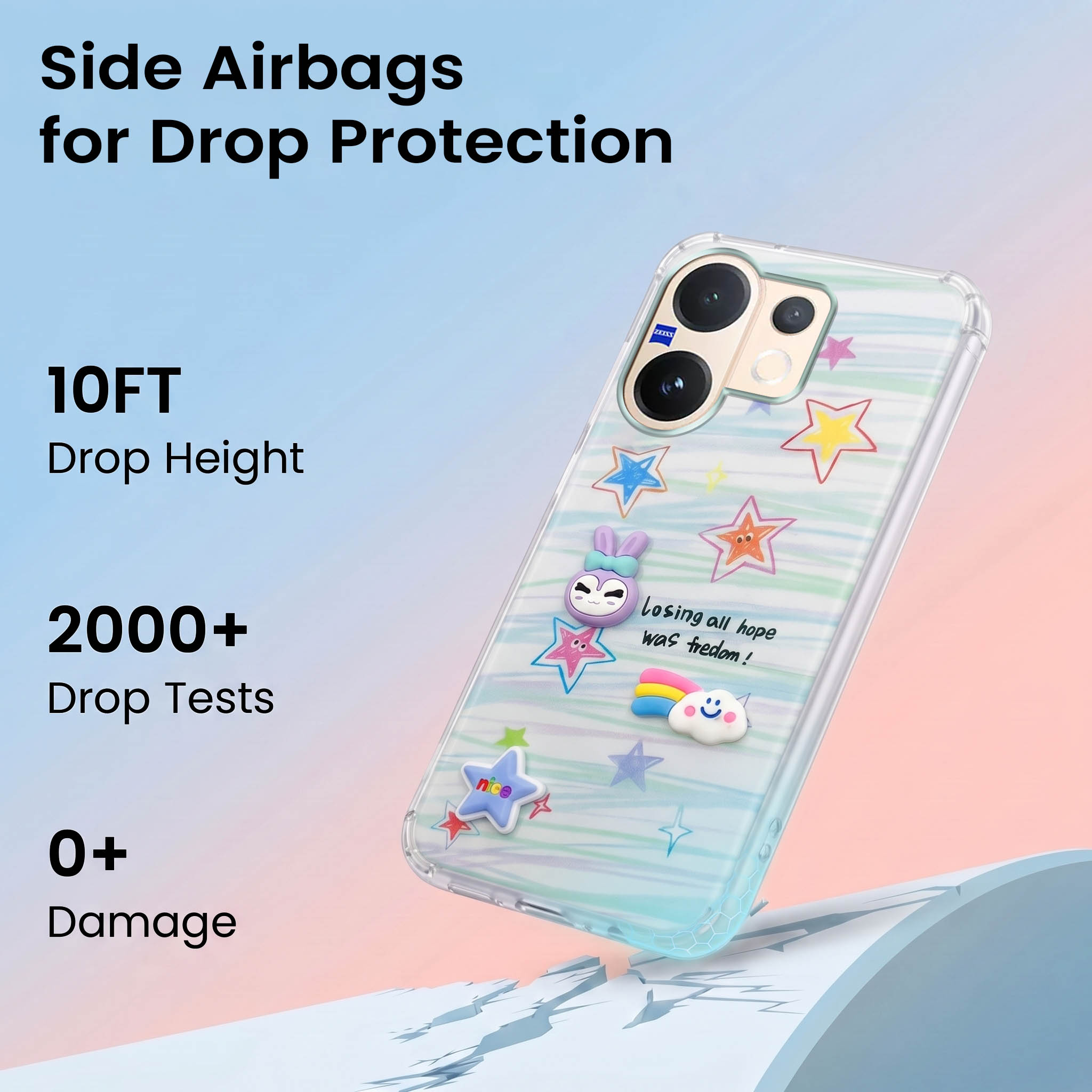 For Vivo V60 | Vivo T4 Pro Back Cover Case (3D Cute Cartoons | Hard Back Side Soft | Matte Premium Finish | HD Printing)