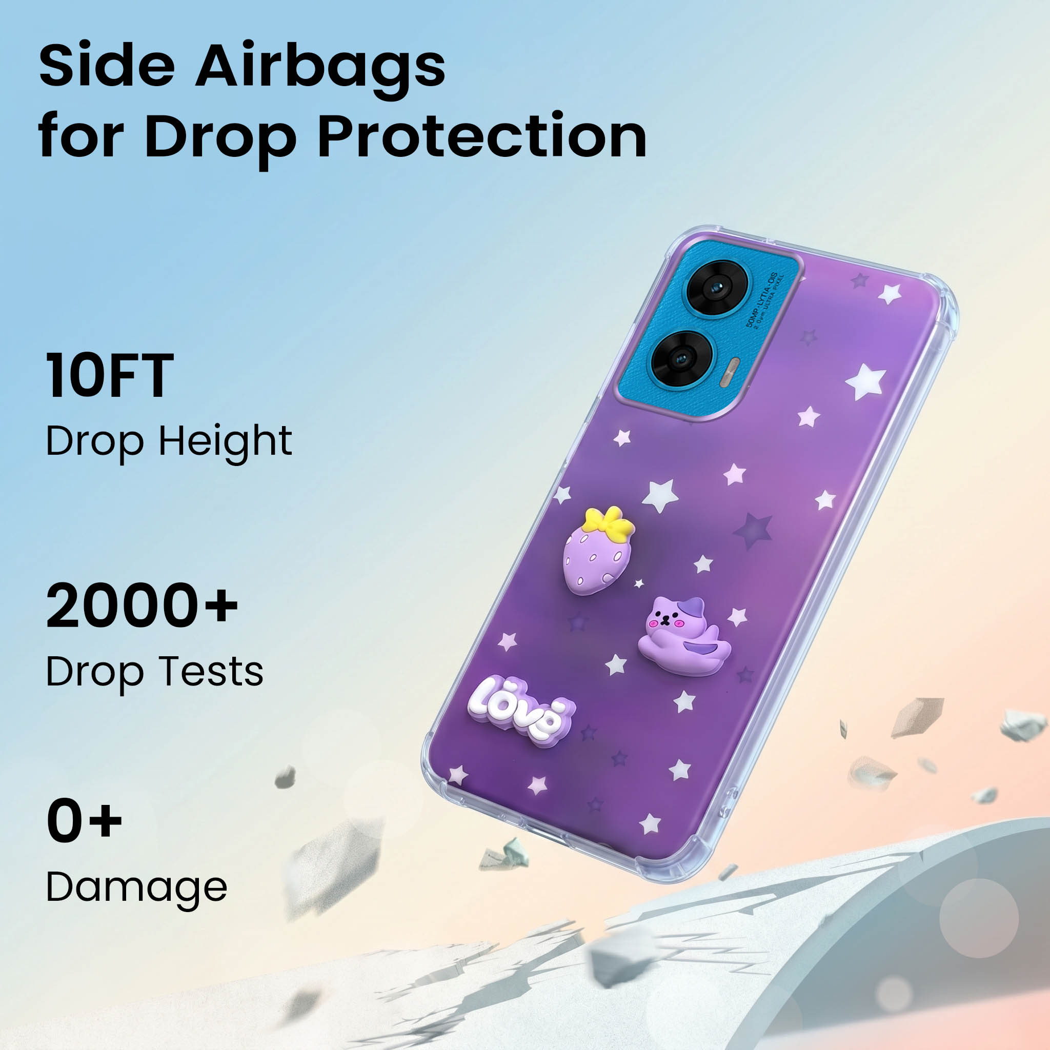 For Motorola Moto G96 Back Cover Case (3D Cute Cartoons | Hard Back Side Soft | Matte Premium Finish | HD Printing)