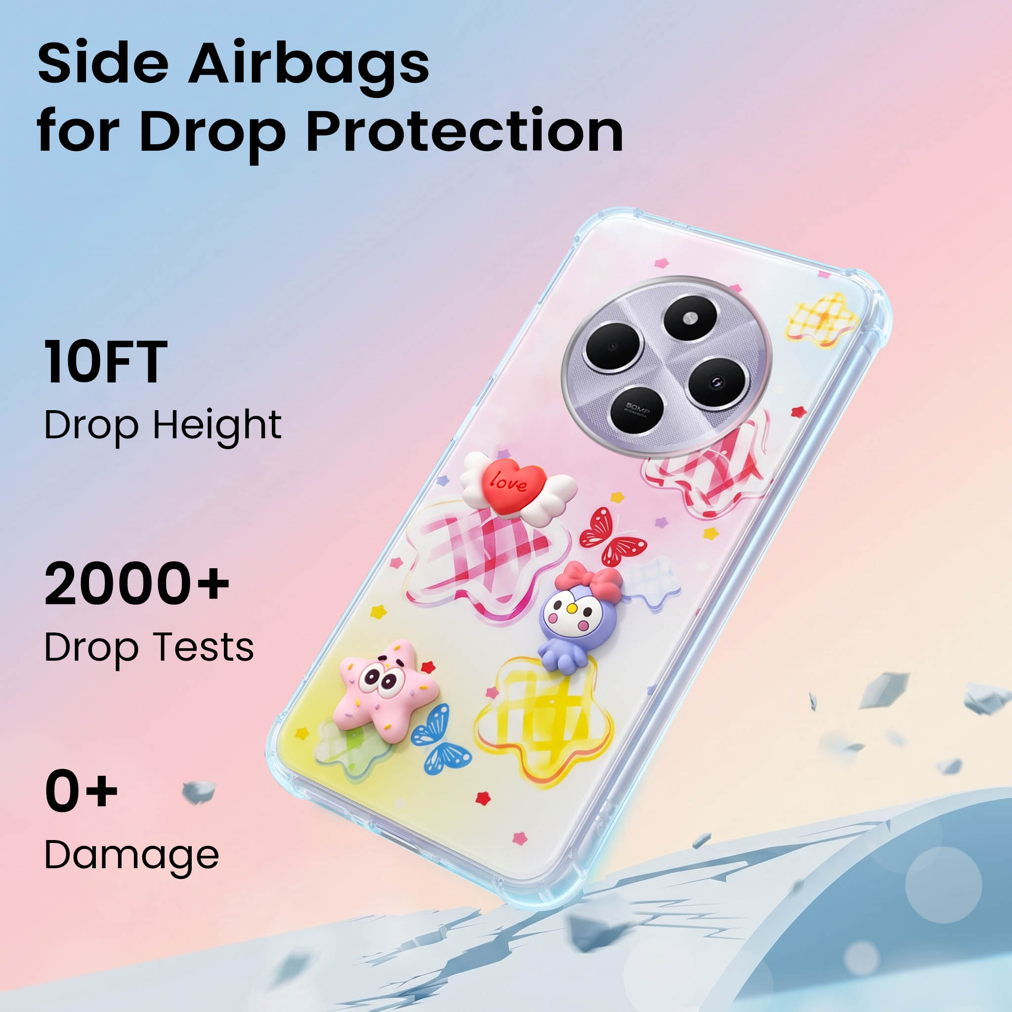For Redmi A4 5G | Xiaomi Redmi 14C Back Cover Case (3D Cute Cartoons | Hard Back Side Soft | Matte Premium Finish | HD Printing)