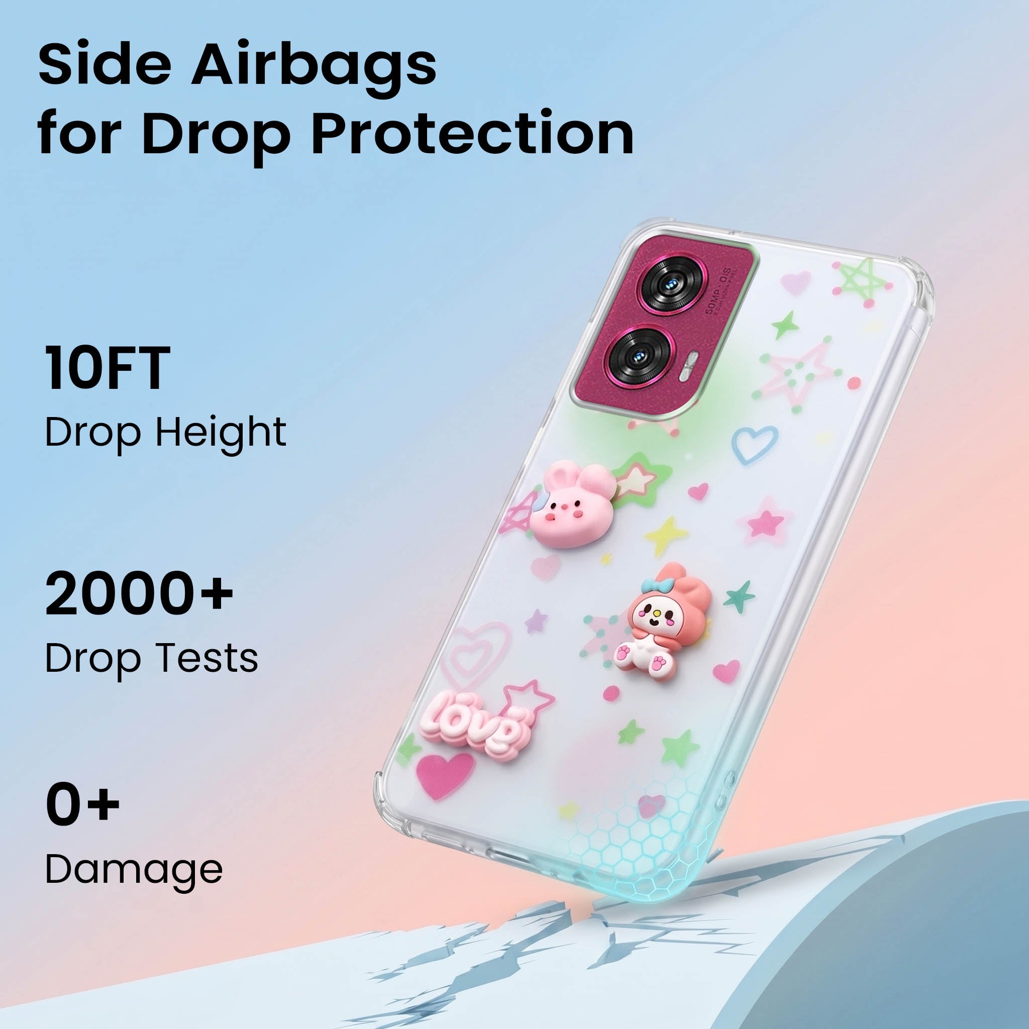For Motorola Moto Edge 50 Fusion Back Cover Case (3D Cute Cartoons | Hard Back Side Soft | Matte Premium Finish | HD Printing)
