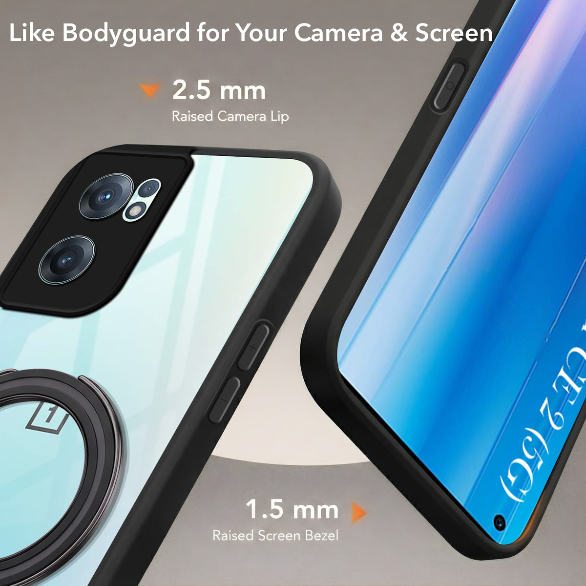 For OnePlus Nord CE 2 5G Back Cover Case (Kick Stand Ring Holder | Life time Anti Yellow | Camera Protection)