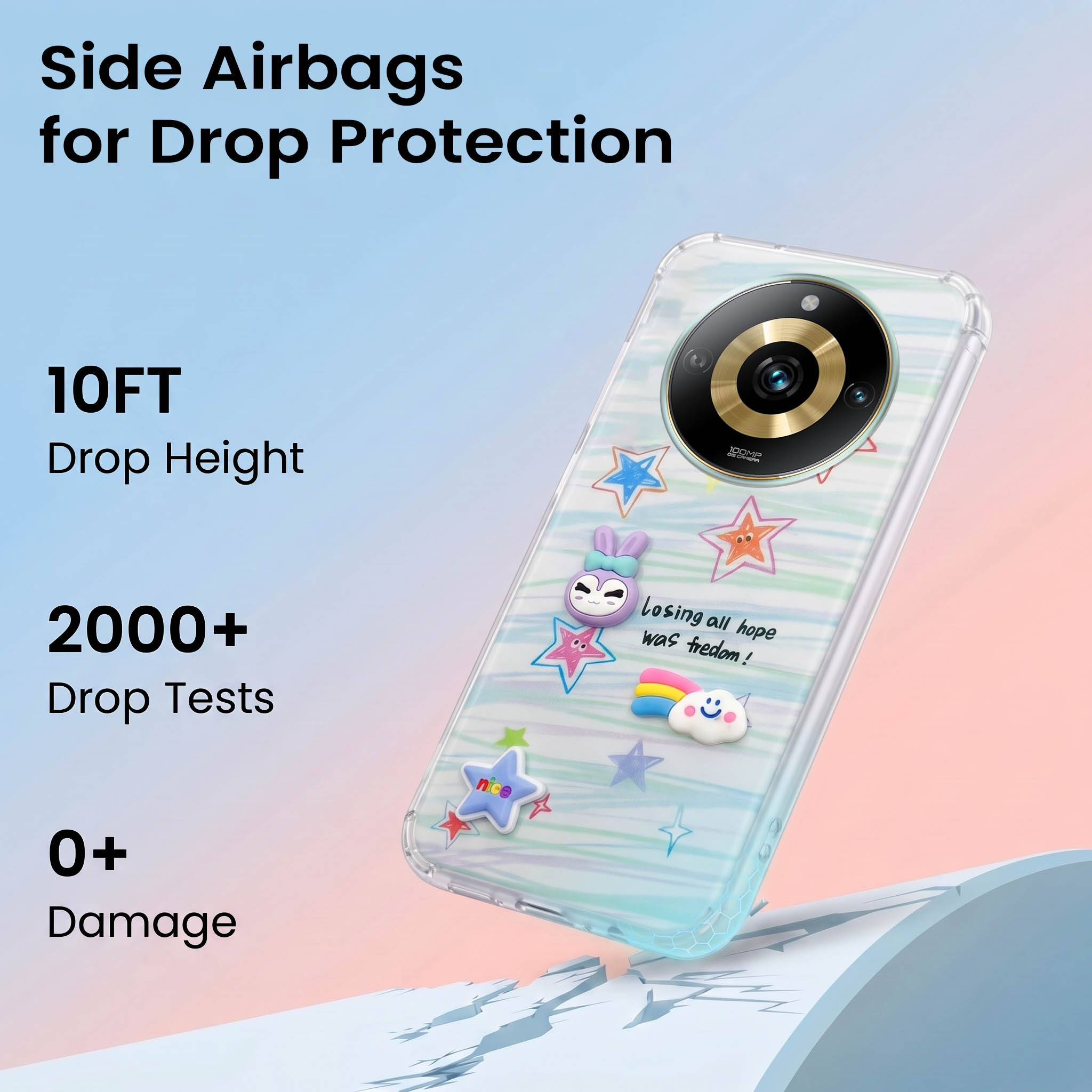 For Realme Narzo 60 Pro Back Cover Case (3D Cute Cartoons | Hard Back Side Soft | Matte Premium Finish | HD Printing)