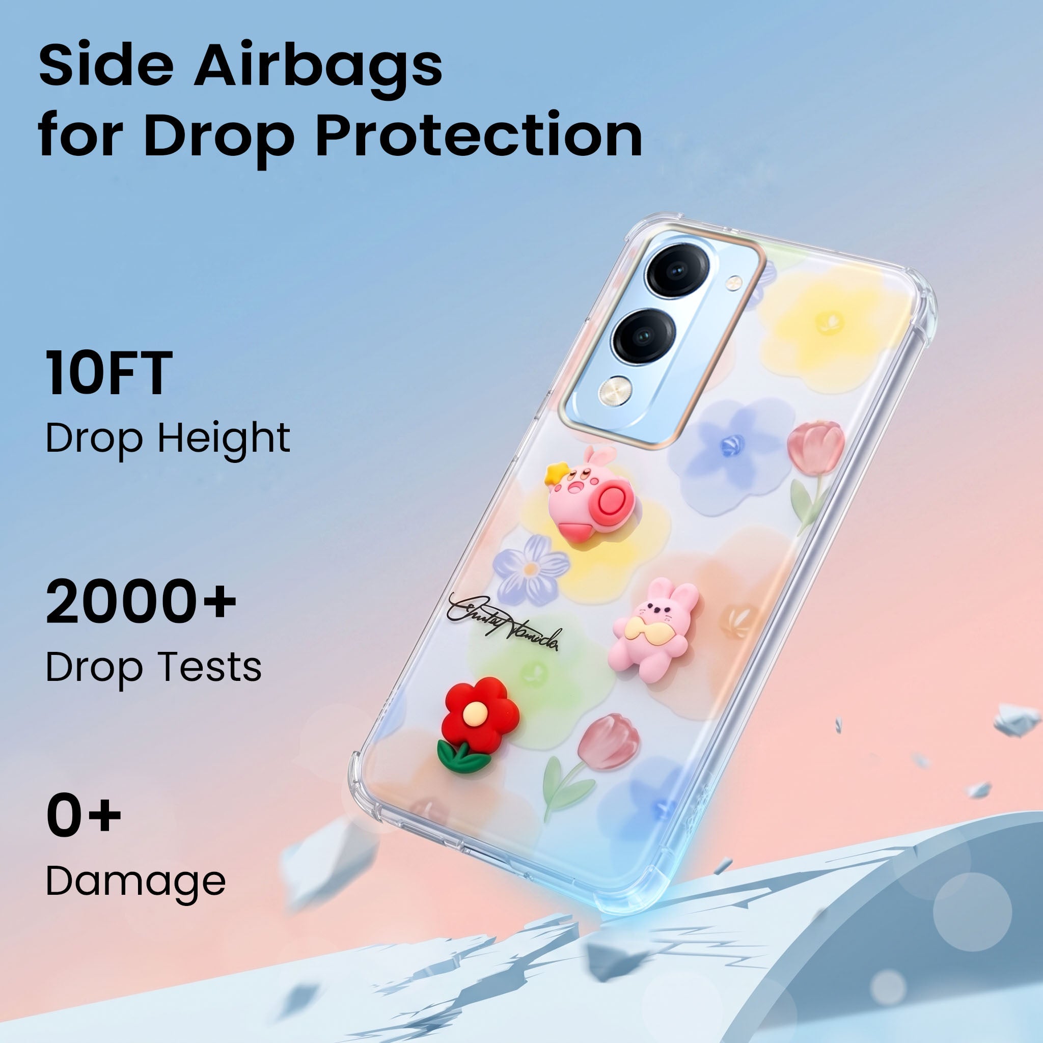 For Vivo iQOO Z10 Lite Back Cover Case (3D Cute Cartoons | Hard Back Side Soft | Matte Premium Finish | HD Printing)