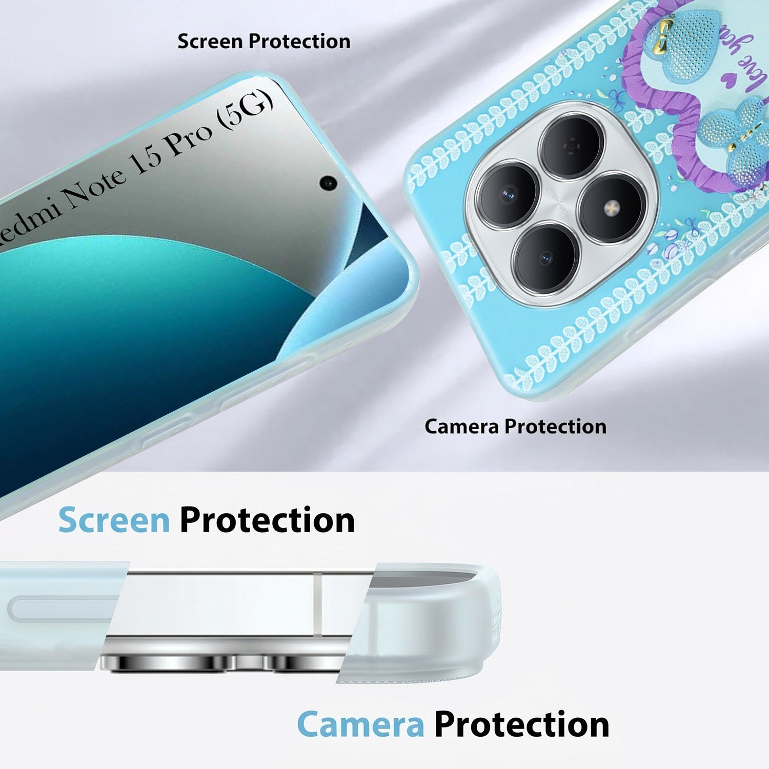 For Xiaomi Redmi Note 15 Pro 5G Back Cover Case (3D Cute Heart Strap Holder | Camera Protection | Designer Girls Print)