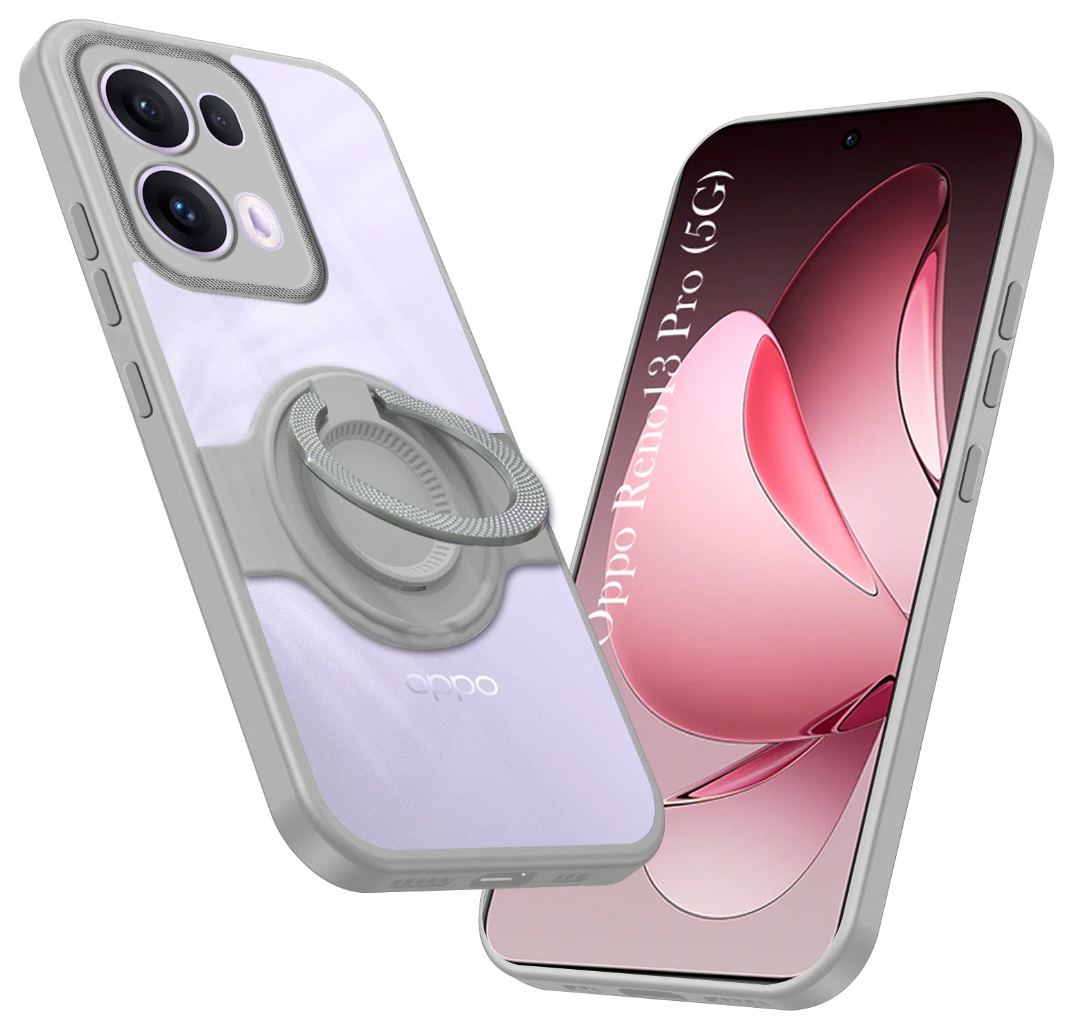 For Oppo Reno13 Pro 5G | Oppo Reno 13 Pro 5G Back Cover Case with stand (Built-in Ring Holder Kickstand | Lifetime Anti Yellow | Camera Protection)