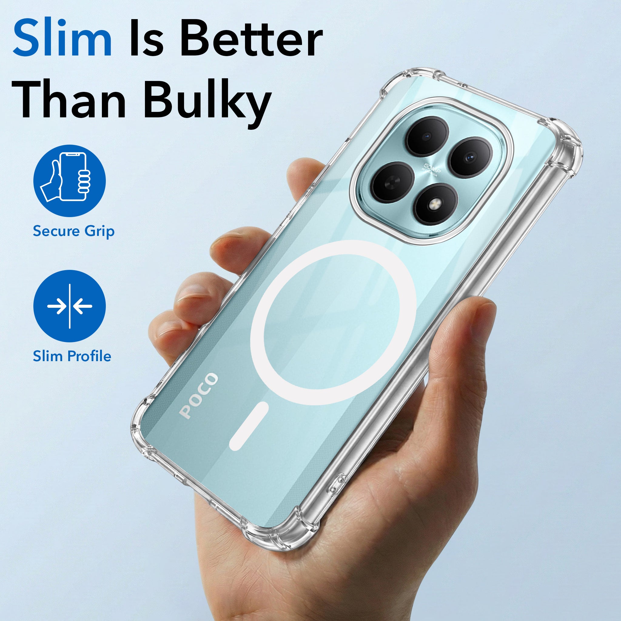 For Poco M8 5G Back Cover Shockproof Crystal-Clear (Magsafe Wireless Support | Drop & Camera Protection | Hard Polycarbonate)