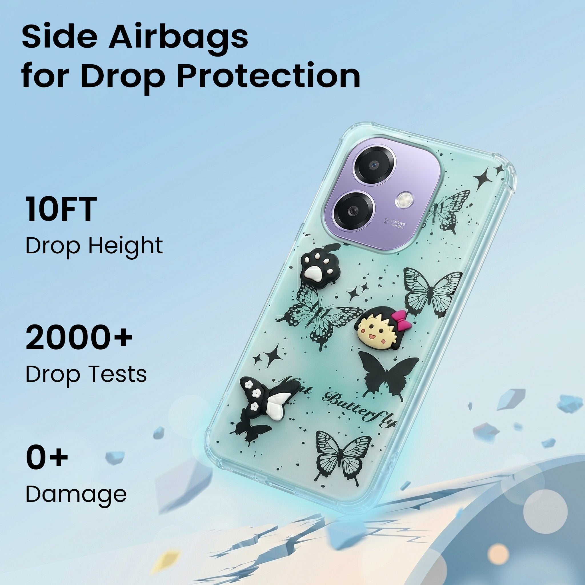 For Oppo A3X (4G/5G) | Oppo A3 5G Back Cover Case (3D Cute Cartoons | Hard Back Side Soft | Matte Premium Finish | HD Printing)