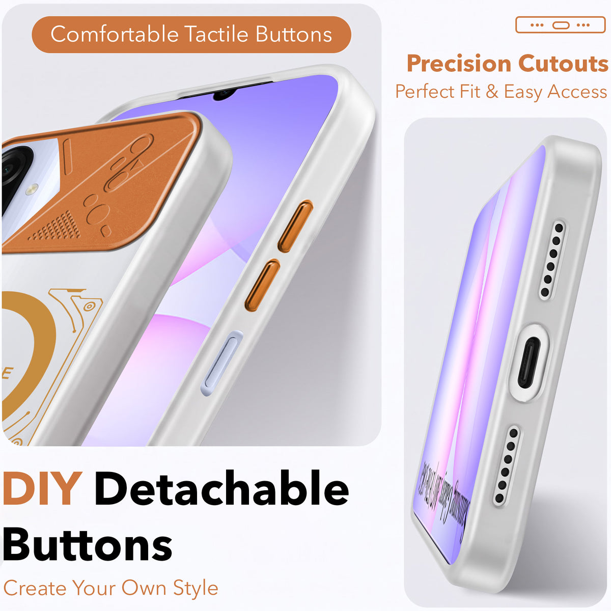 For Samsung Galaxy A07 5G | F70e 5G Metallic Back Cover Case (Metallic Camera Protection & Buttons | Translucent Milky Shade | Hard Polycarbonate)