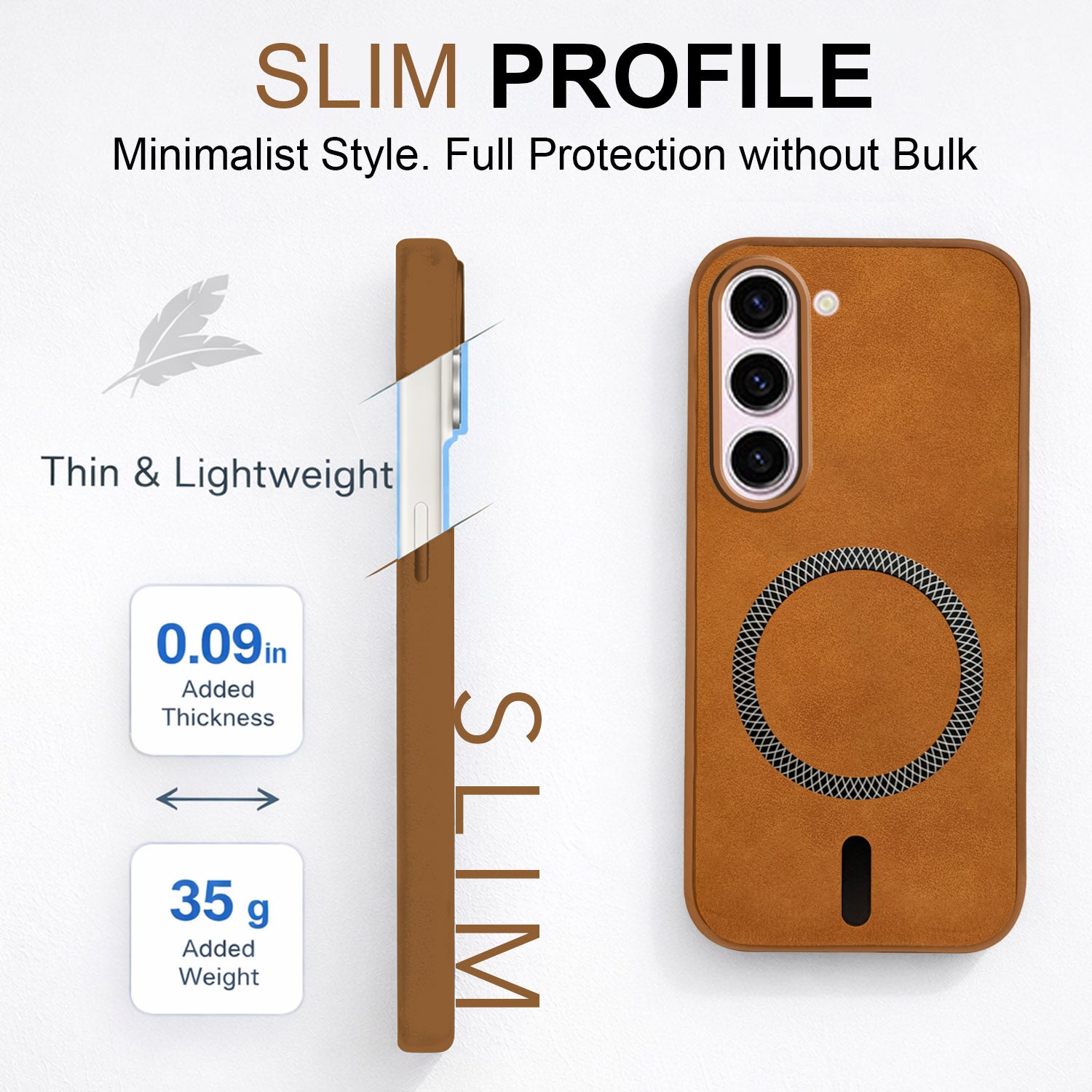 For Samsung Galaxy S23 5G Back Cover Case (Sleek Leather Finish | MagSafe Compatible Wireless Charging | Camera Bump Protection)