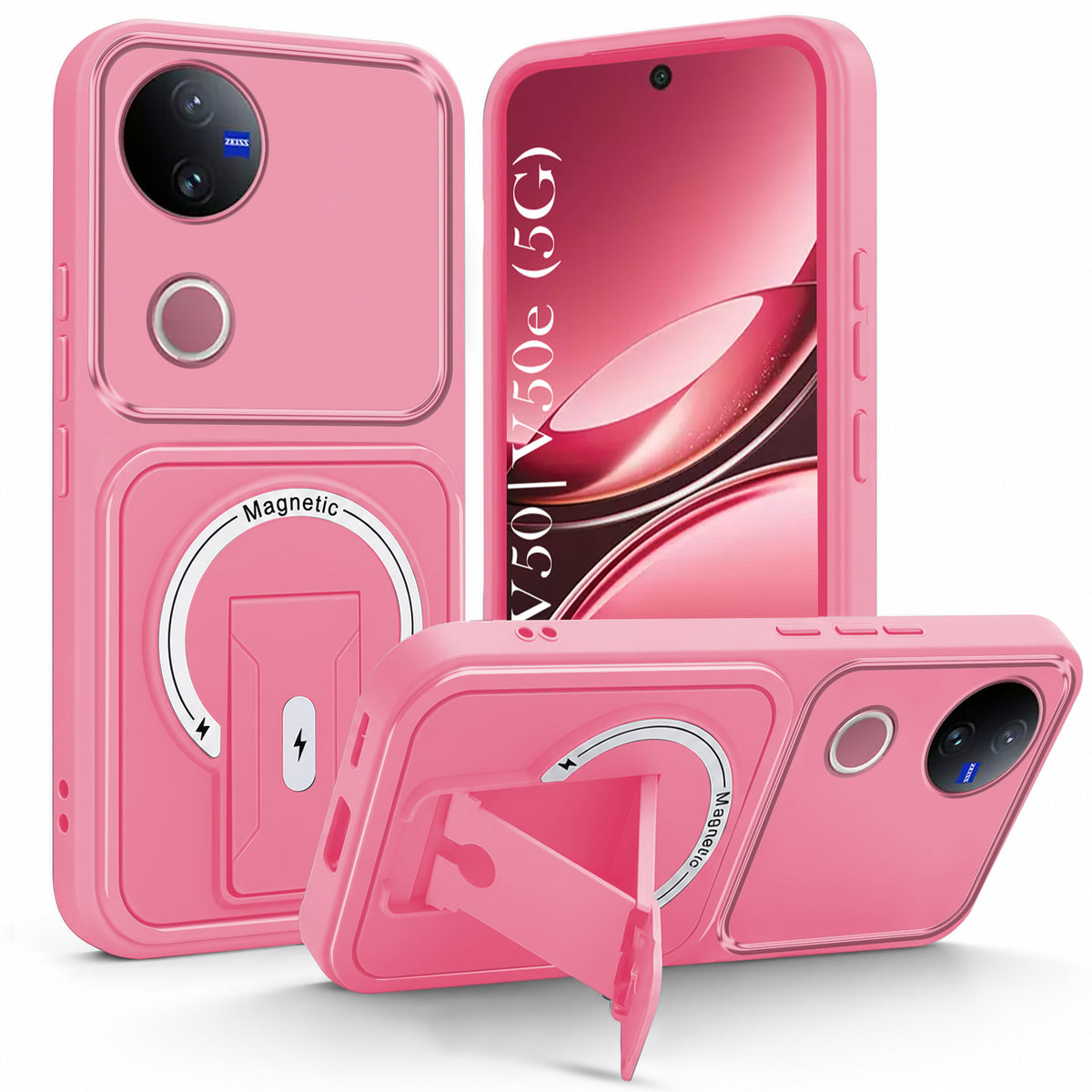 For Vivo V50 | Vivo V50e Back Case Cover Metallic (Hybrid Armor Kickstand | MagSafe Compatible | Camera Protection Shockproof)