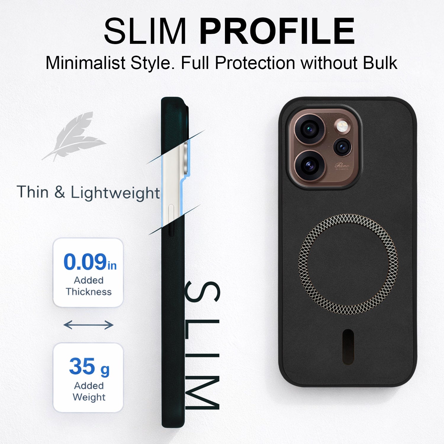 For Oppo Reno15 Pro 5G | Oppo Reno 15 Pro 5G Back Cover Case Leather Finish (MagSafe Compatible Wireless Charging | Soft Touch | Camera Bump Protection)
