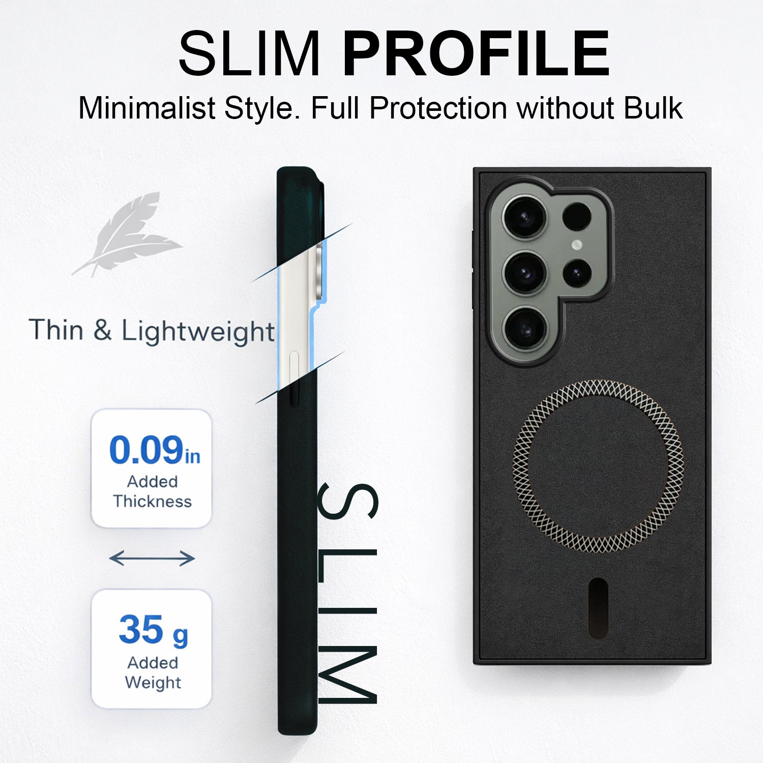 For Samsung Galaxy S23 Ultra 5G Back Cover Case (Sleek Leather Finish | MagSafe Compatible Wireless Charging | Camera Bump Protection)