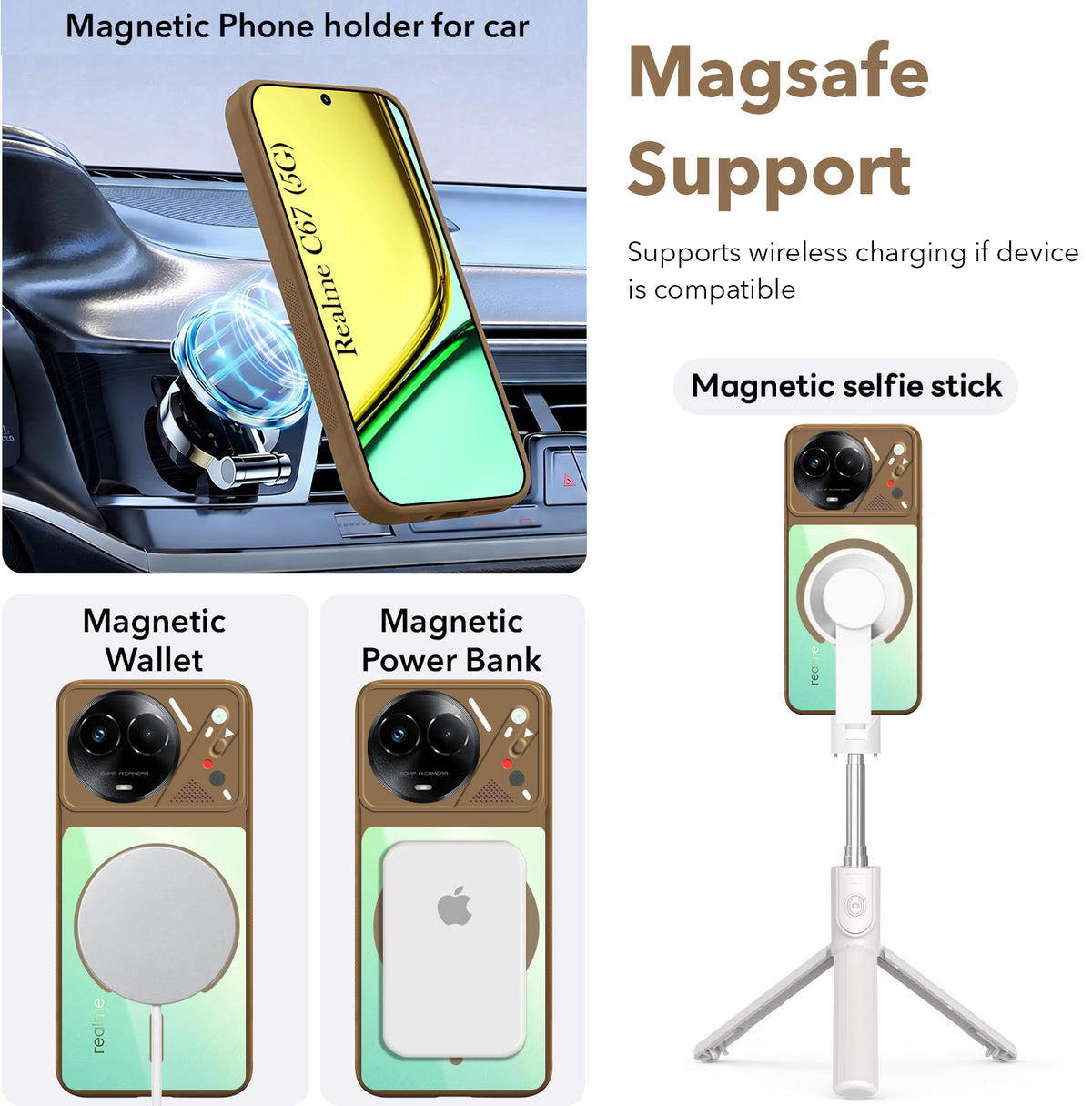 For Realme C67 Back Cover Case Lifetime Anti-Yellow Clear (Camera Protection | Side Grip | Wireless MagSafe Compatible)